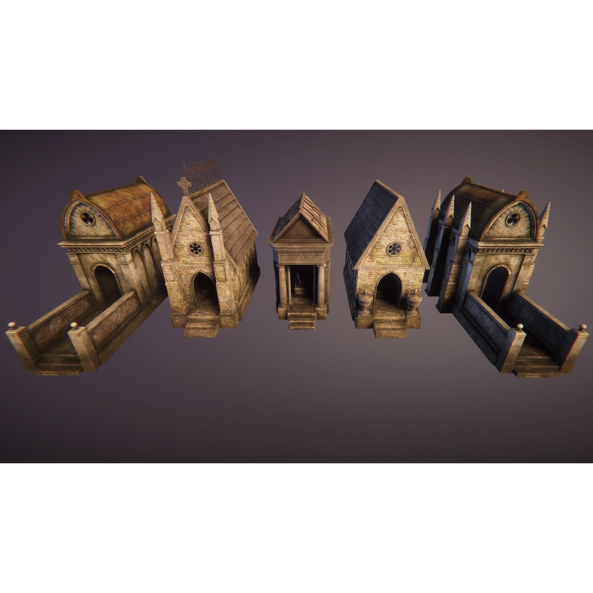 Old Graveyard 3D Model – Low Poly Architectural Asset, FBX - View 7