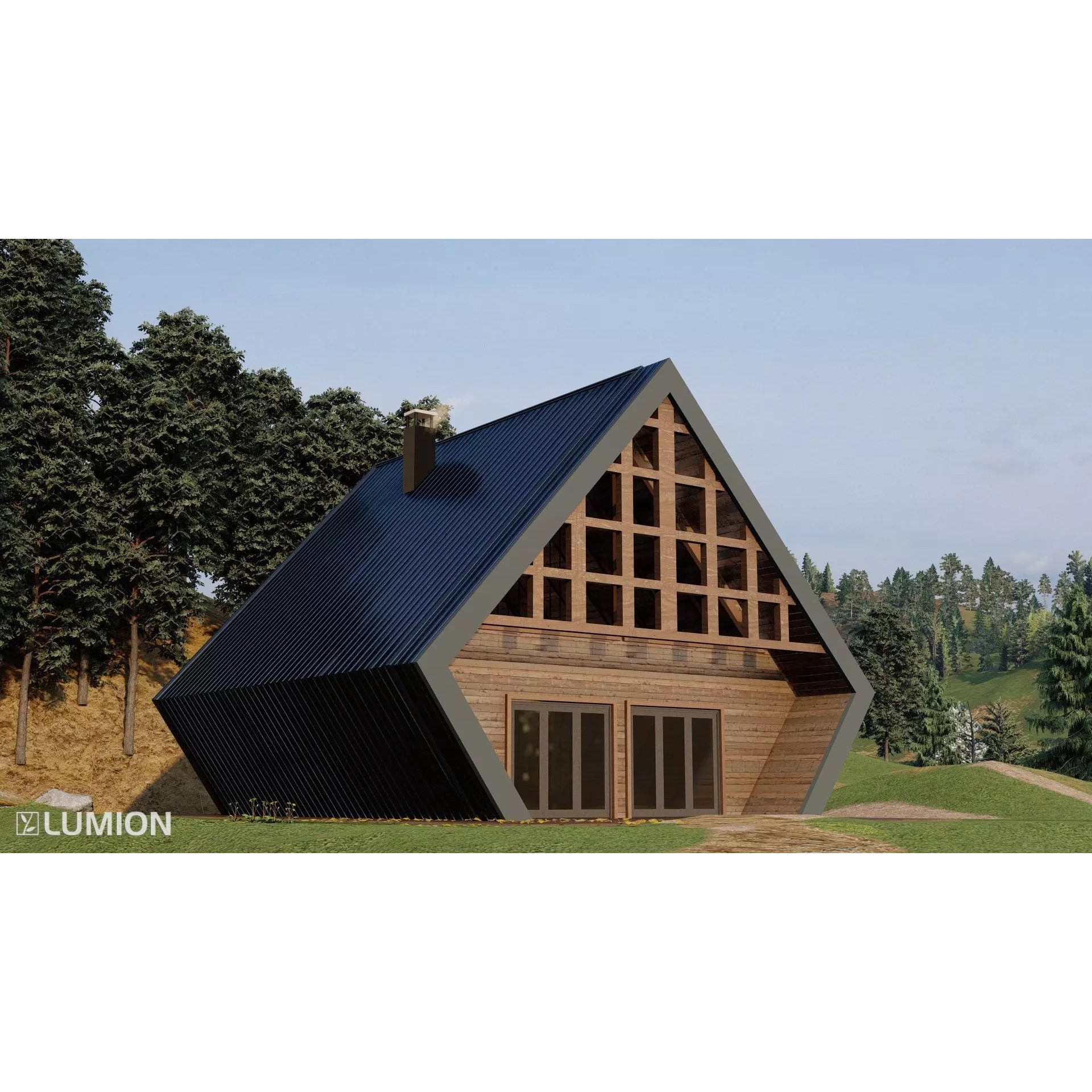 Steel Modular A Shape House - Architectural 3D Model - View 2