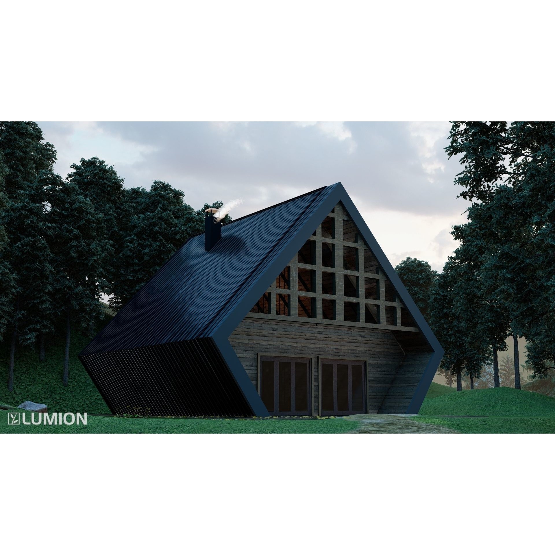 Steel Modular A Shape House - Architectural 3D Model - View 4