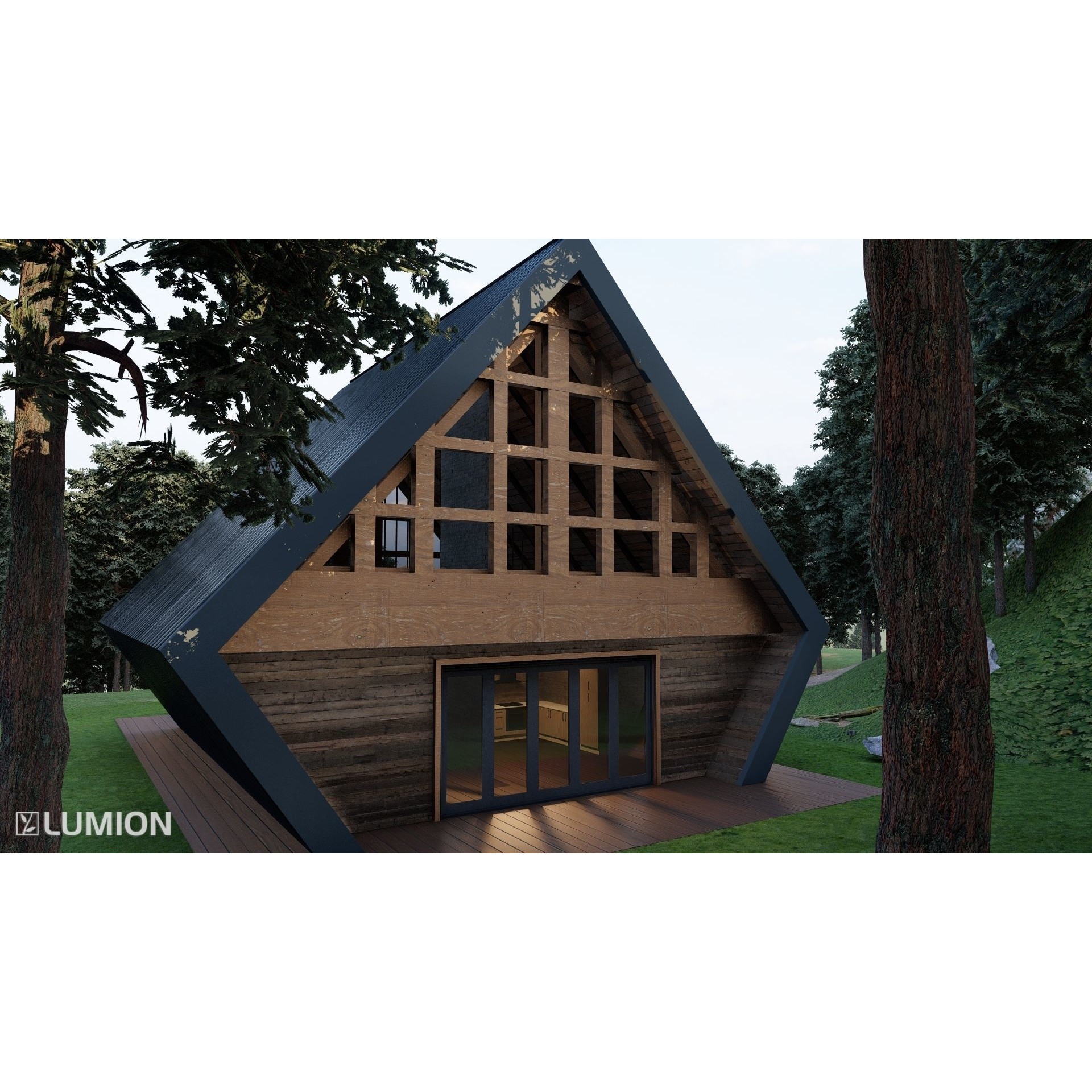 Steel Modular A Shape House - Architectural 3D Model - View 5