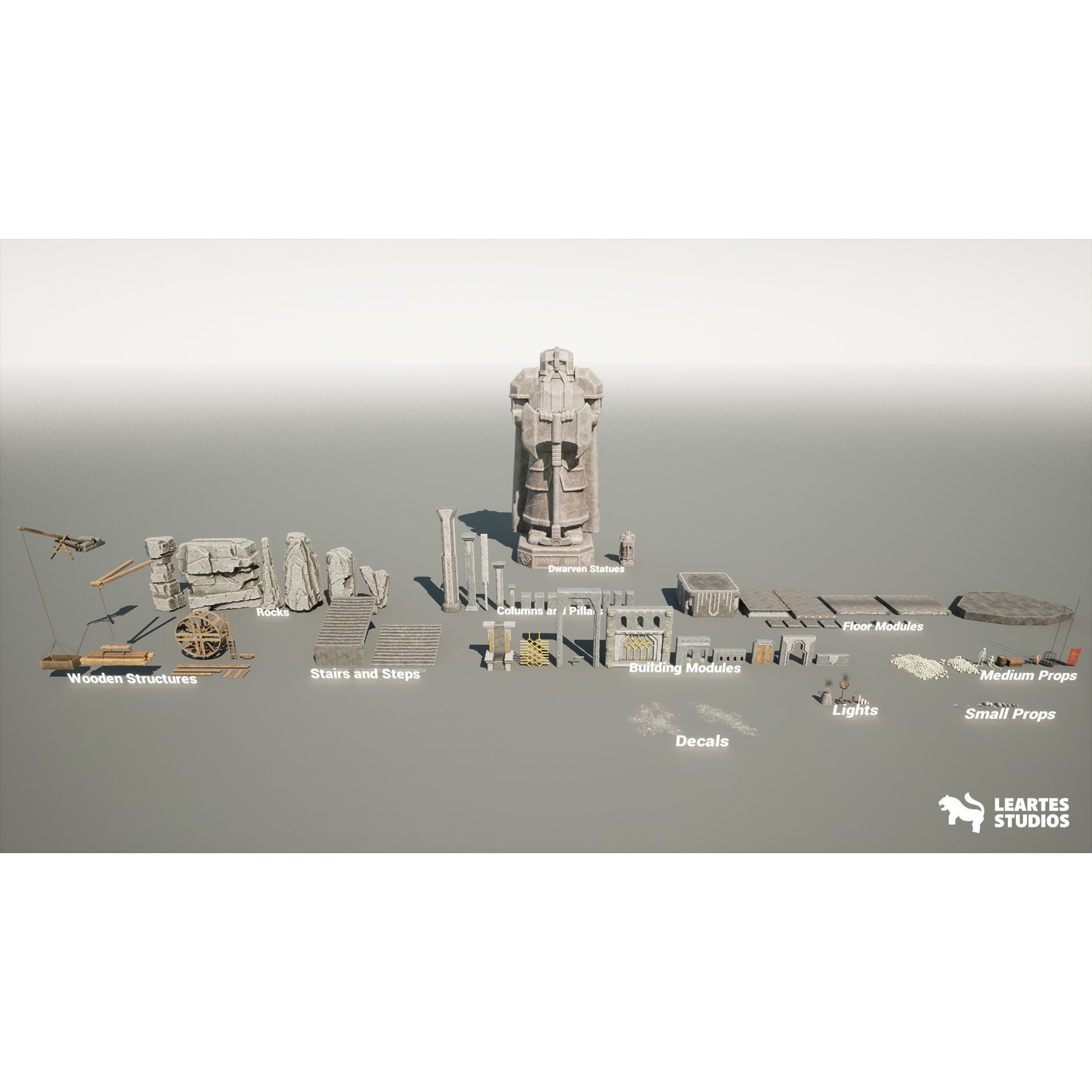 Dwarven Dungeon 3D Model – Low Poly Game Asset, FBX, PBR Textures - View 4