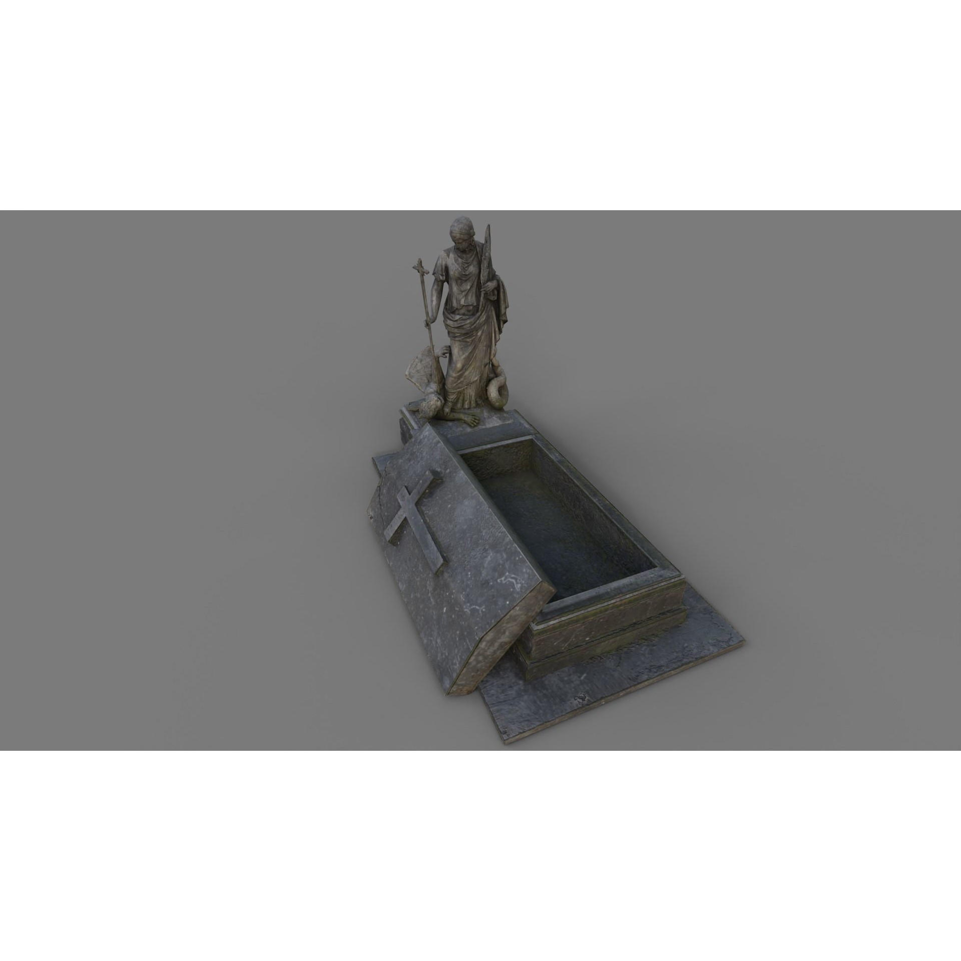 Cemetery Gravestone Set 3D Model – Low Poly Game Ready with PBR Textures