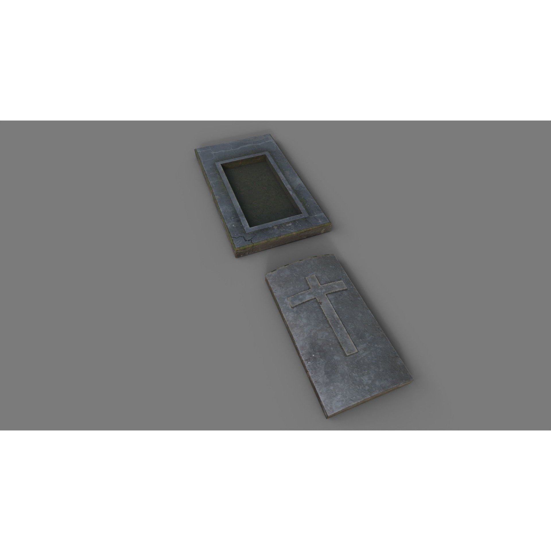 Cemetery Gravestone Set 3D Model – Low Poly Game Ready with PBR Textures - View 13