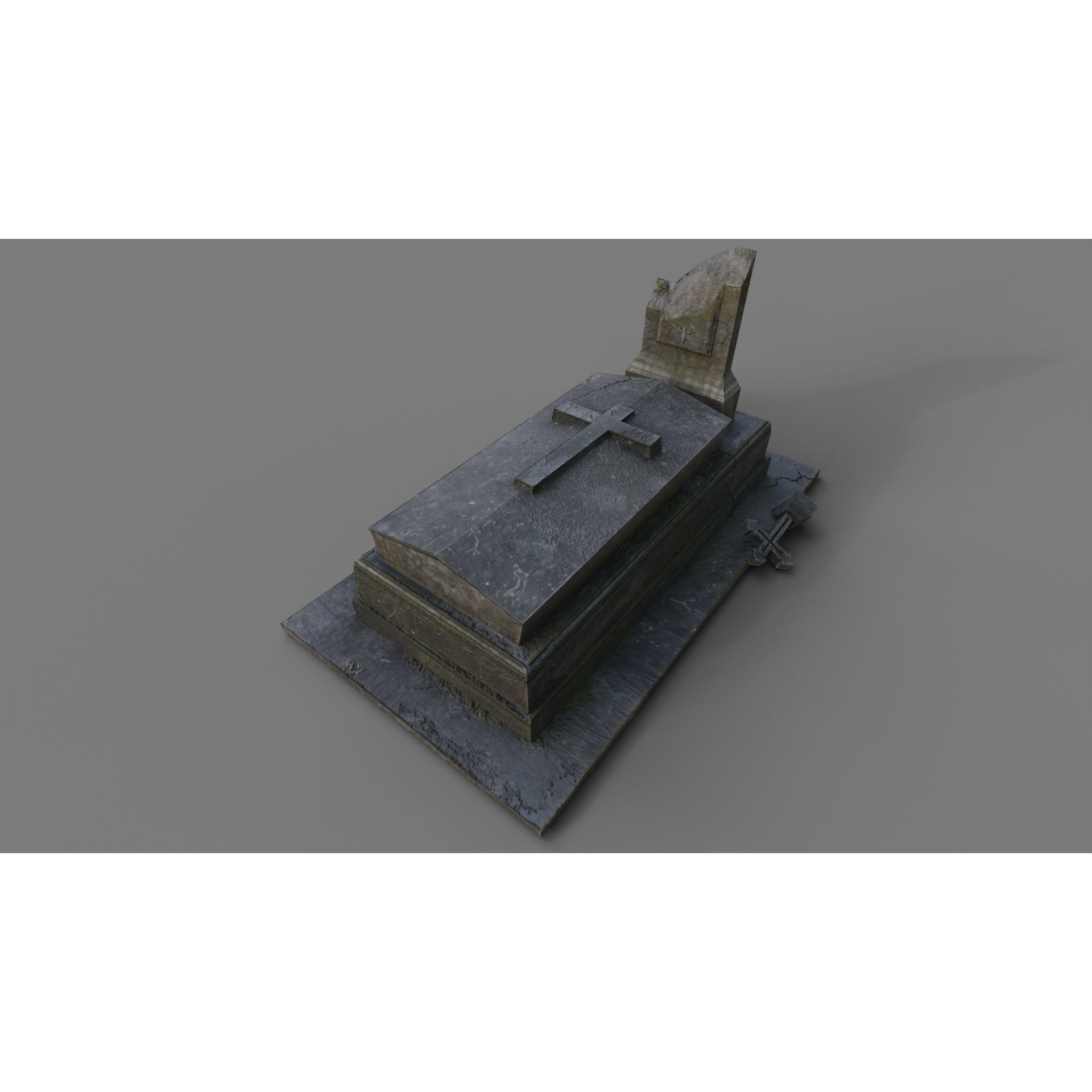 Cemetery Gravestone Set 3D Model – Low Poly Game Ready with PBR Textures - View 15