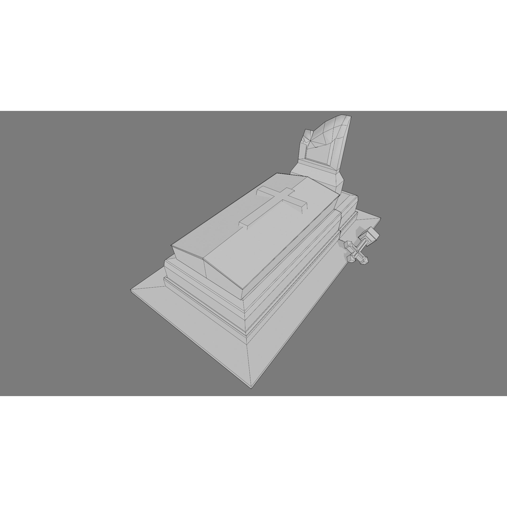 Cemetery Gravestone Set 3D Model – Low Poly Game Ready with PBR Textures - View 16