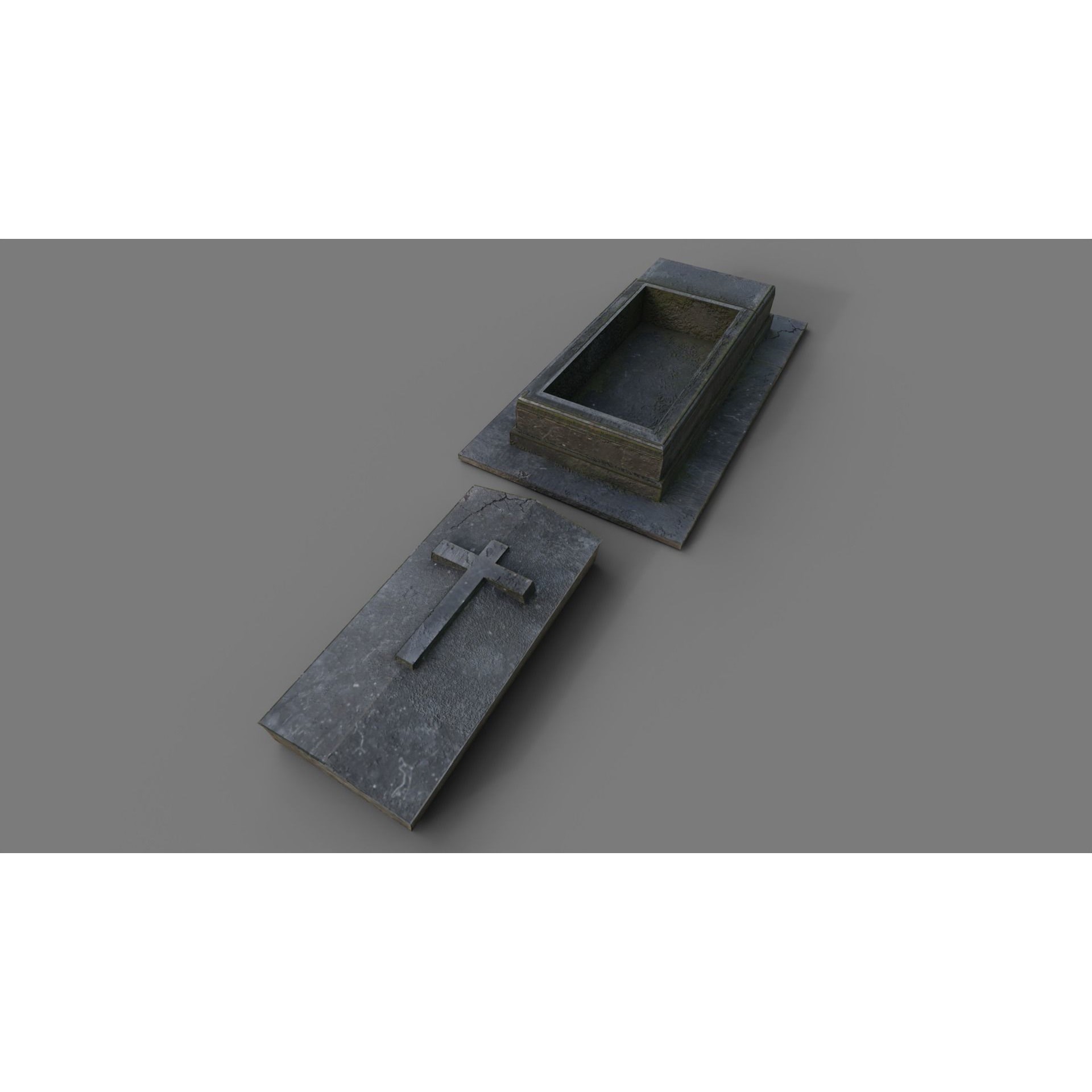 Cemetery Gravestone Set 3D Model – Low Poly Game Ready with PBR Textures - View 17