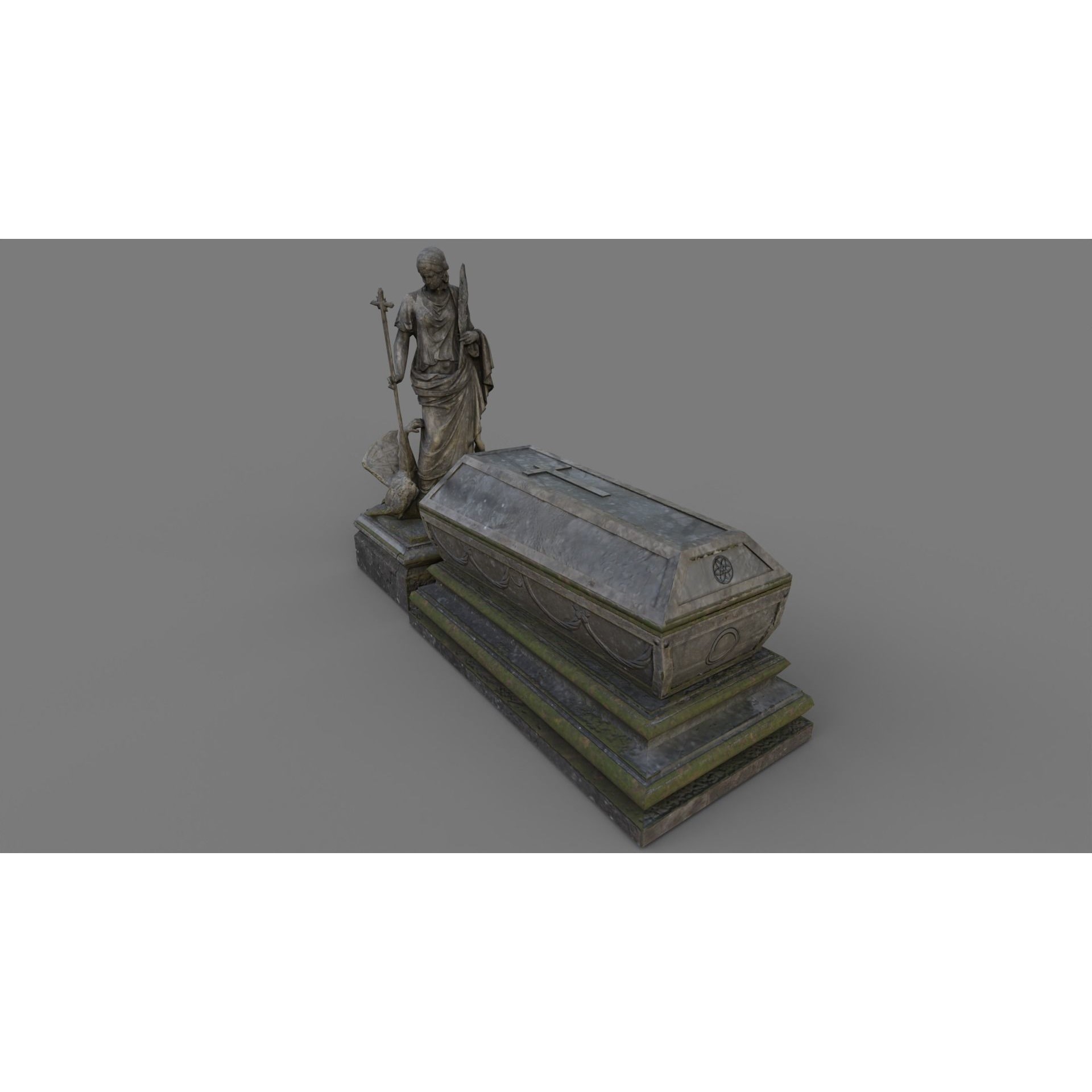 Cemetery Gravestone Set 3D Model – Low Poly Game Ready with PBR Textures - View 21