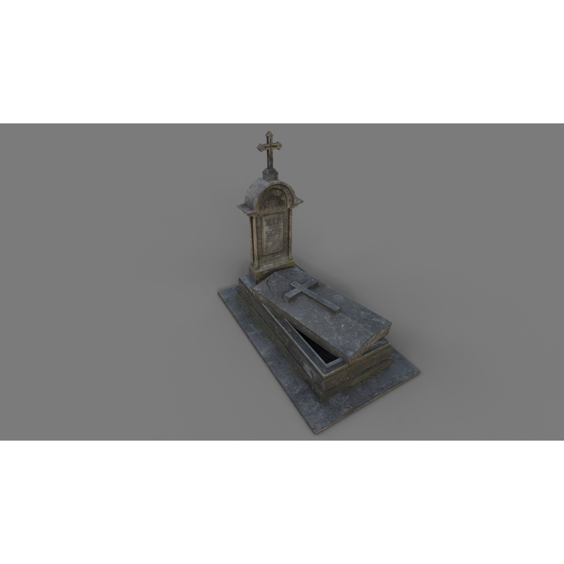 Cemetery Gravestone Set 3D Model – Low Poly Game Ready with PBR Textures - View 37