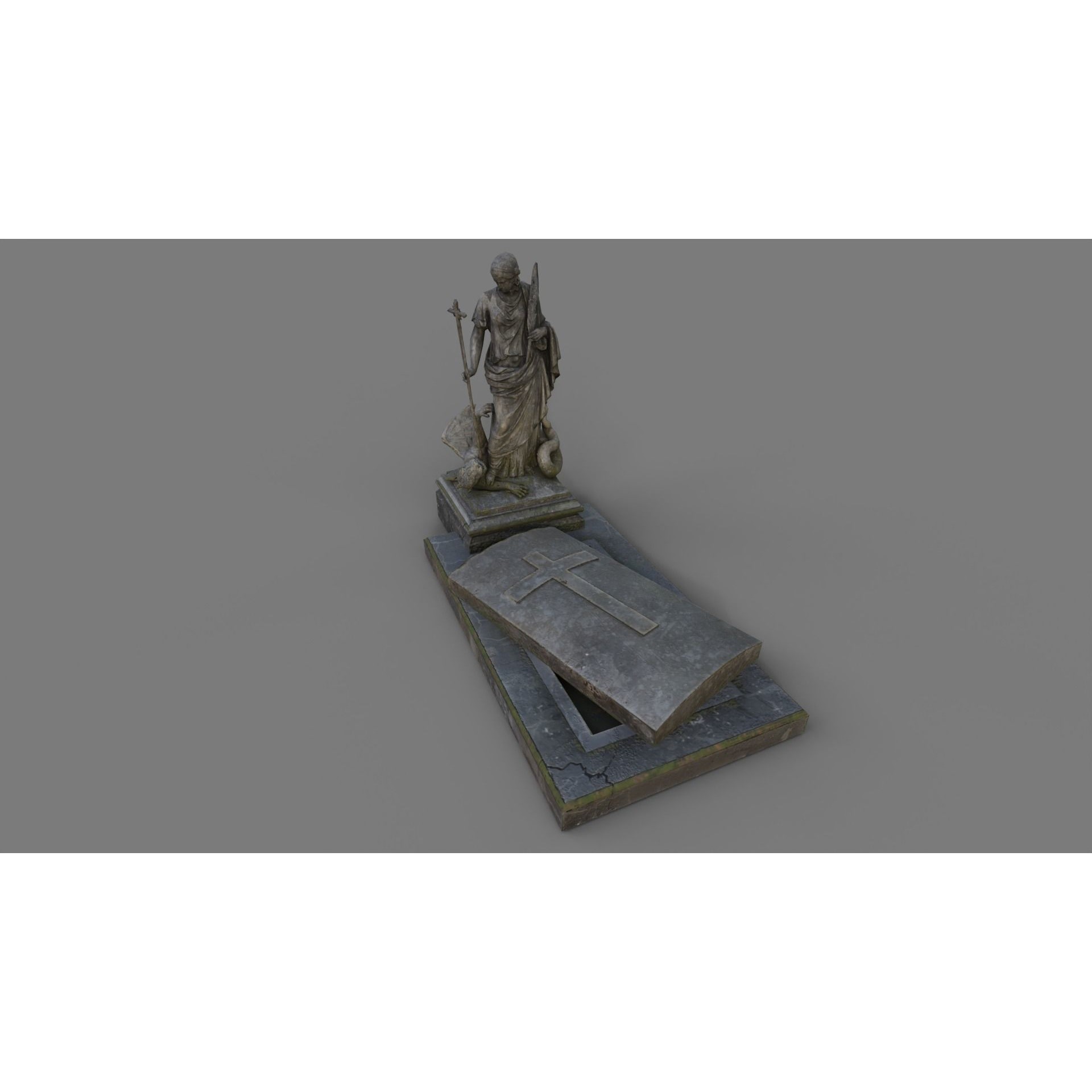 Cemetery Gravestone Set 3D Model – Low Poly Game Ready with PBR Textures - View 38