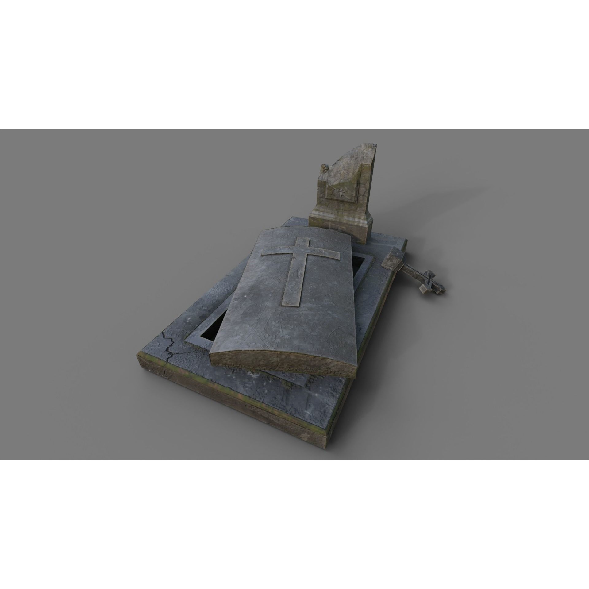 Cemetery Gravestone Set 3D Model – Low Poly Game Ready with PBR Textures - View 39