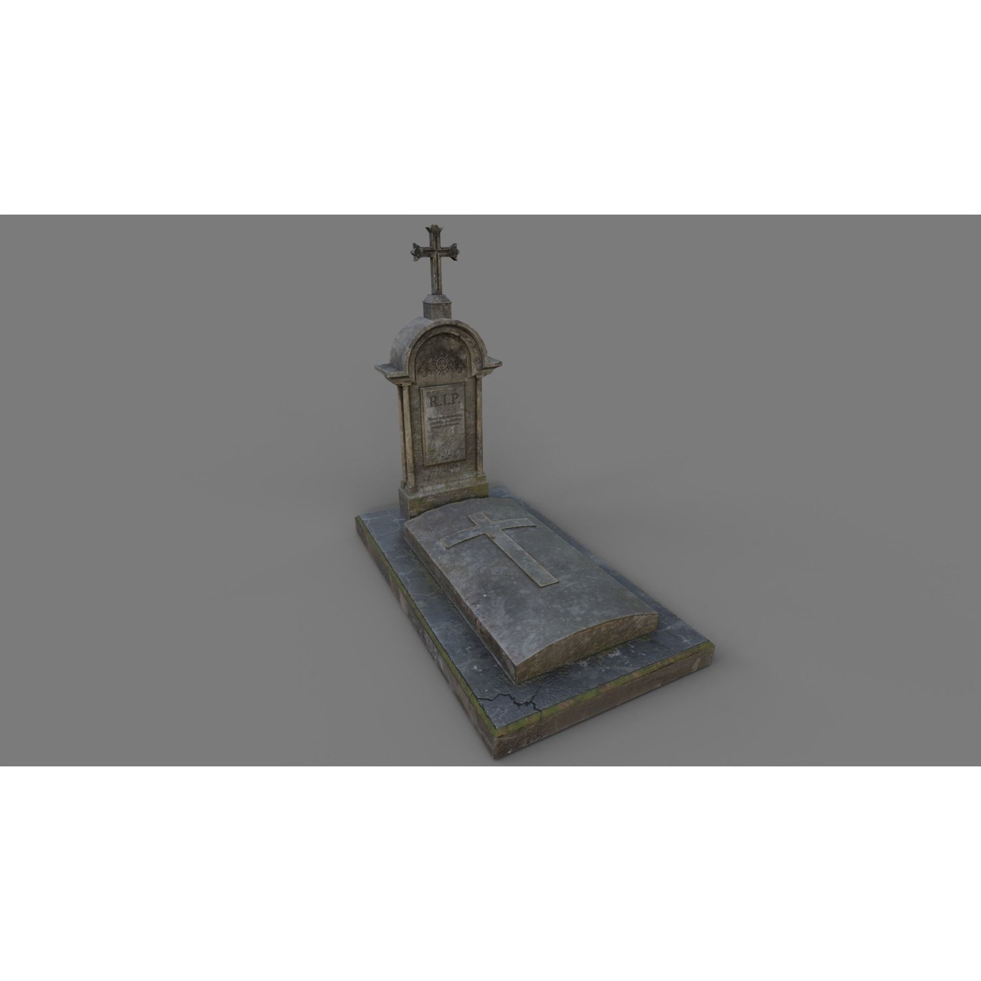 Cemetery Gravestone Set 3D Model – Low Poly Game Ready with PBR Textures - View 7