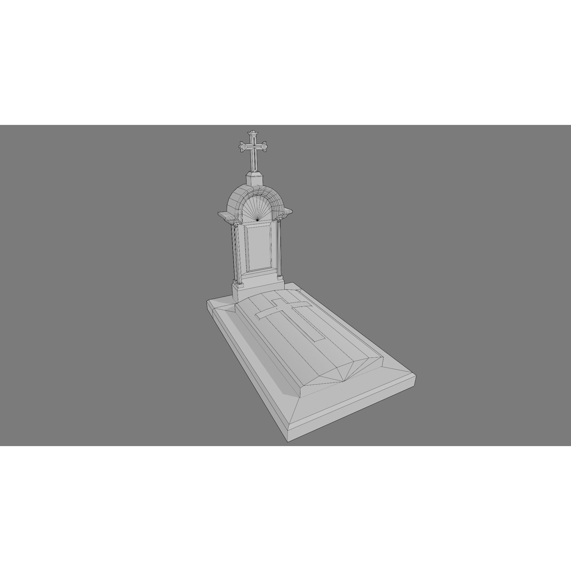 Cemetery Gravestone Set 3D Model – Low Poly Game Ready with PBR Textures - View 8
