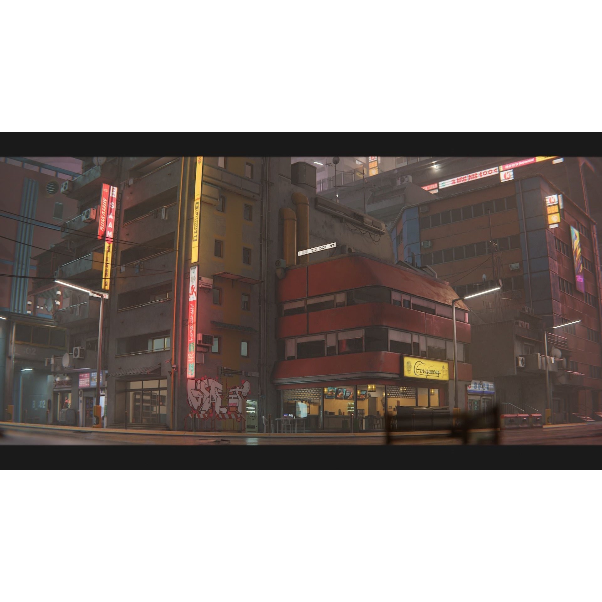 Cyberpunk City Asset Pack 3D Model – Low/Mid Poly Game Asset, PBR Textures - View 3