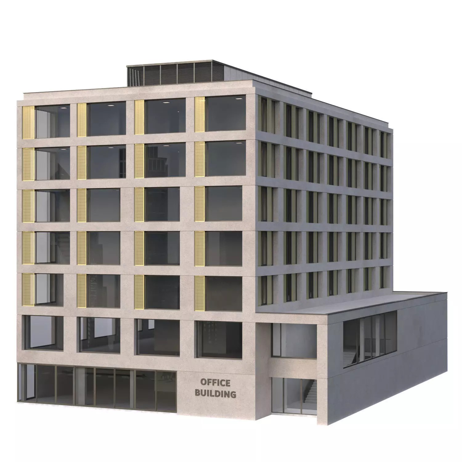 Office Building 3D Model – Contemporary Architecture with Interior Details - View 2