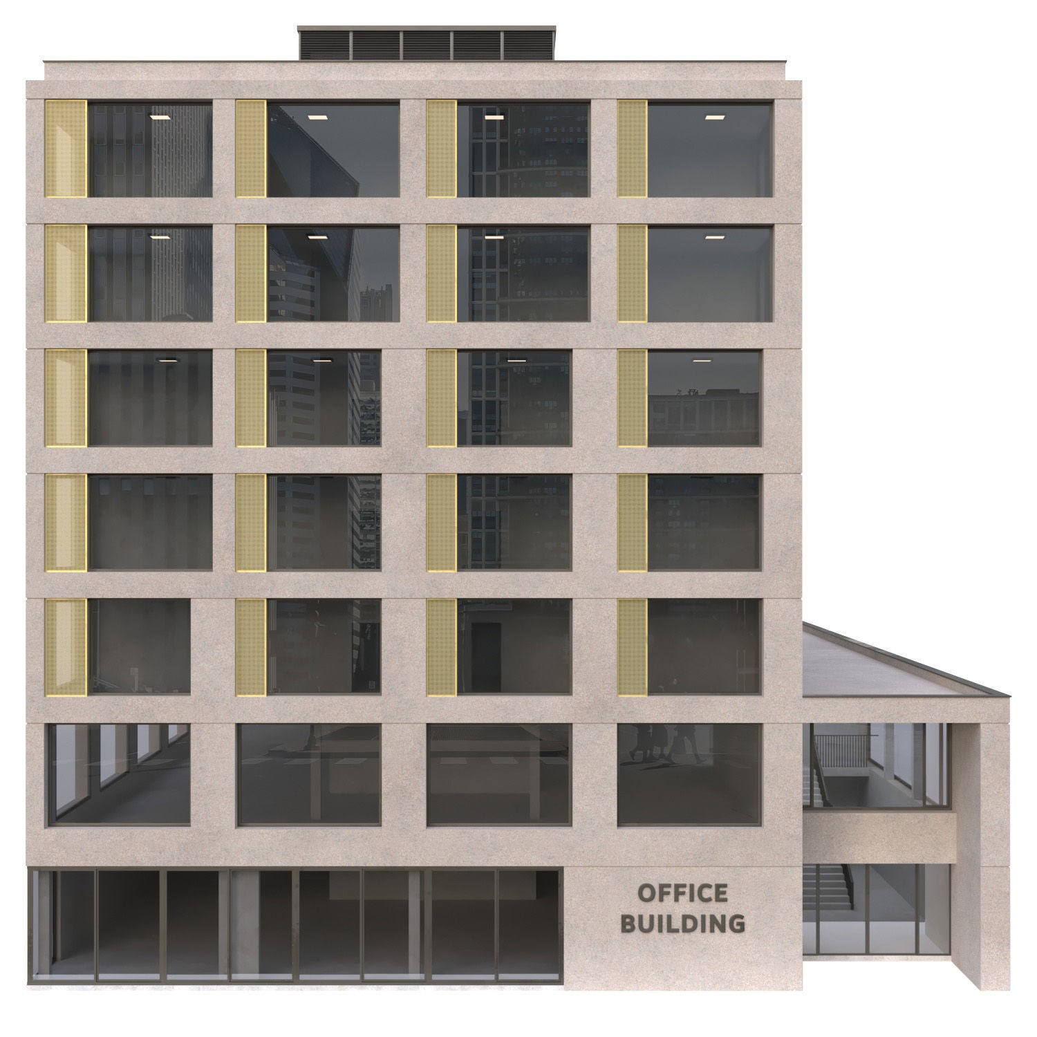 Office Building 3D Model – Contemporary Architecture with Interior Details - View 5