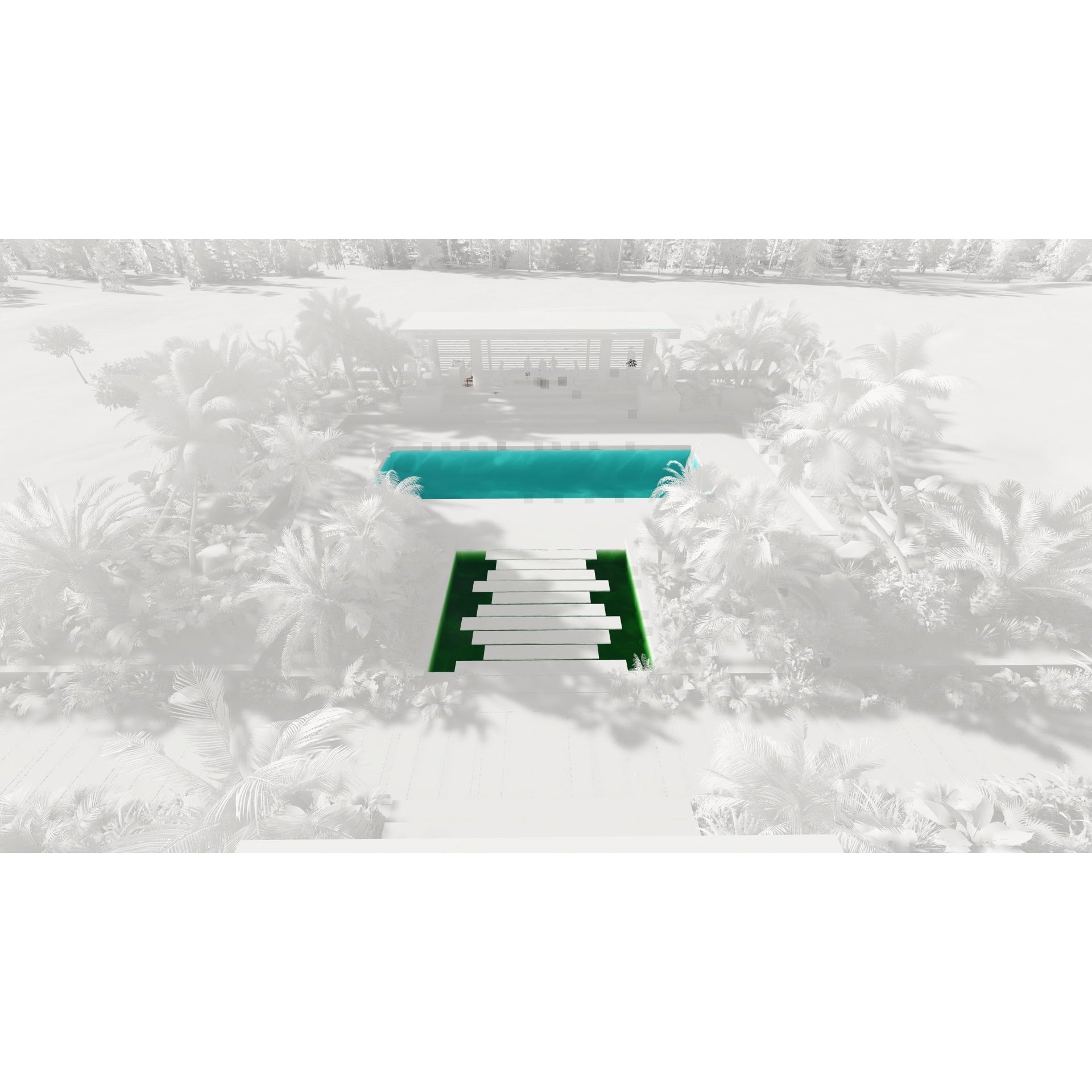 Modern Villa 3D Model – Minimalist Concrete Architecture with Luxury Landscape