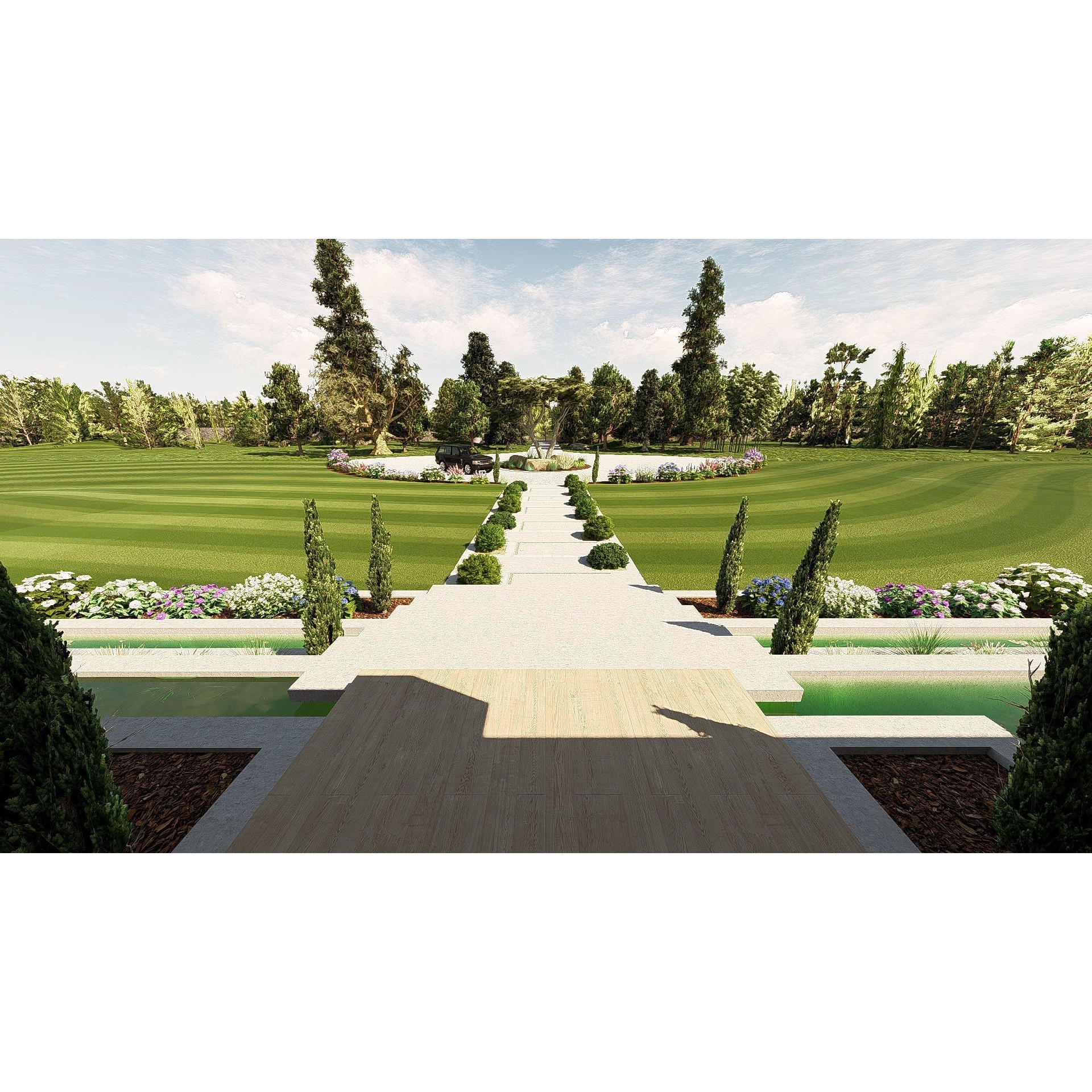 Modern Villa 3D Model – Minimalist Concrete Architecture with Luxury Landscape - View 13