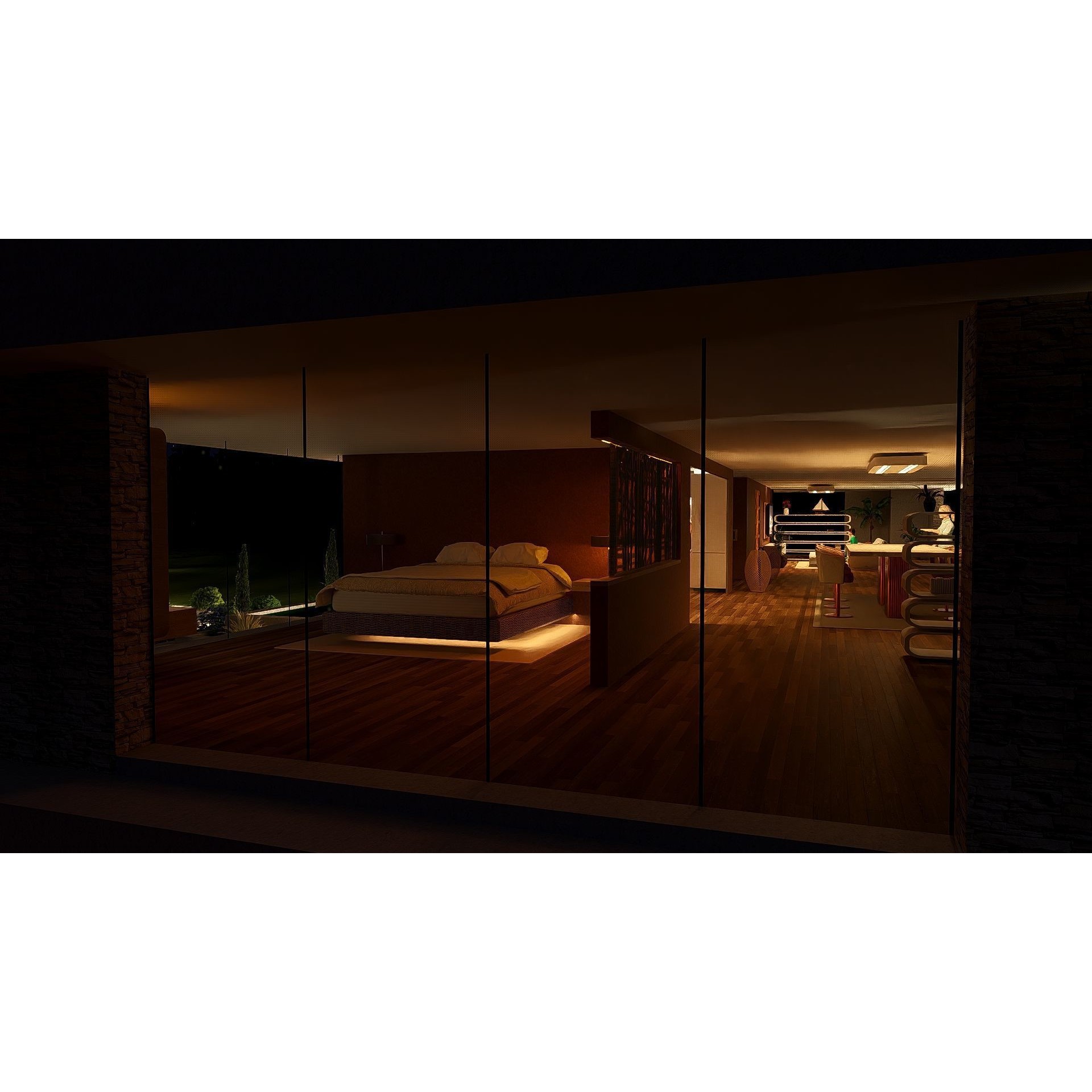 Modern Villa 3D Model – Minimalist Concrete Architecture with Luxury Landscape - View 15