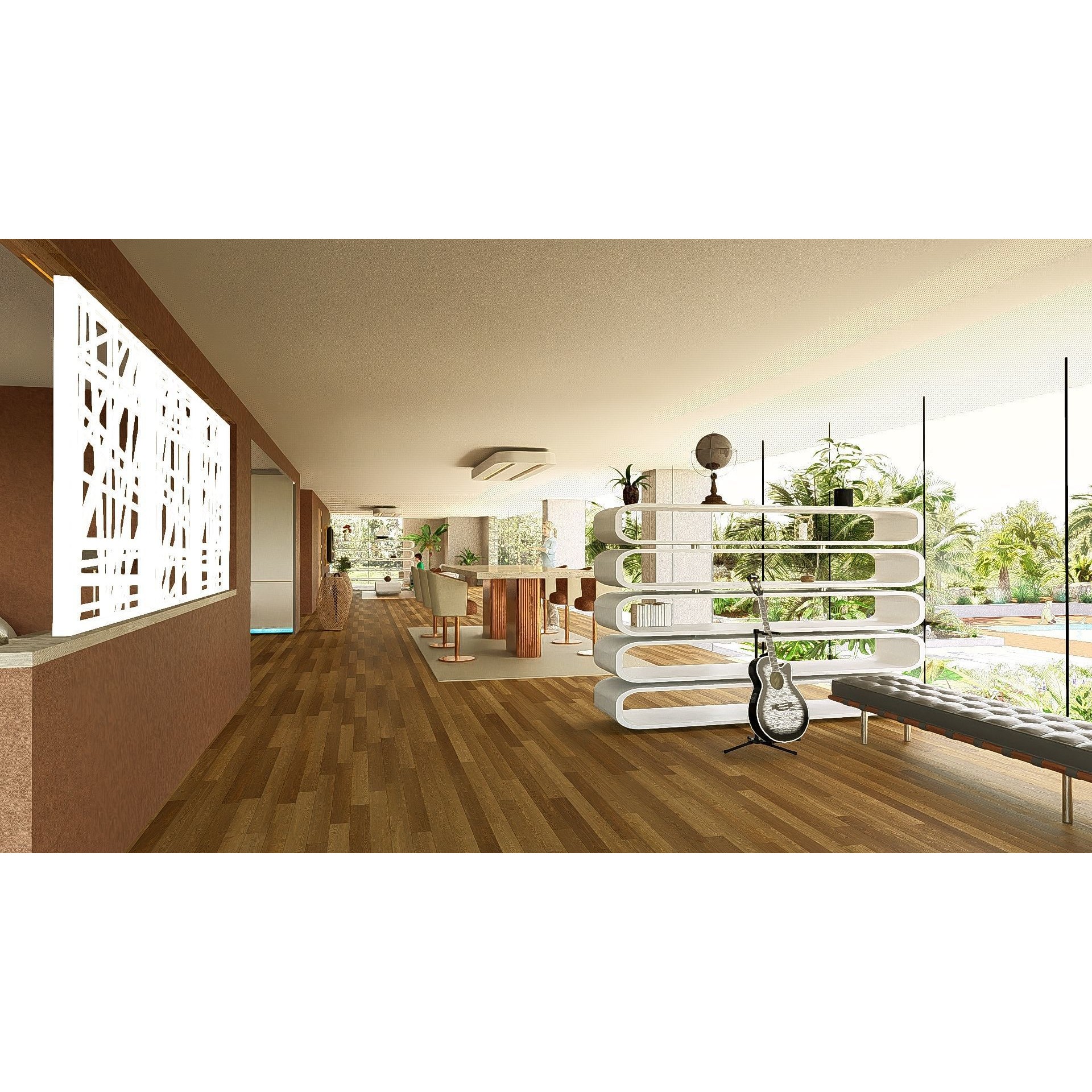 Modern Villa 3D Model – Minimalist Concrete Architecture with Luxury Landscape - View 19