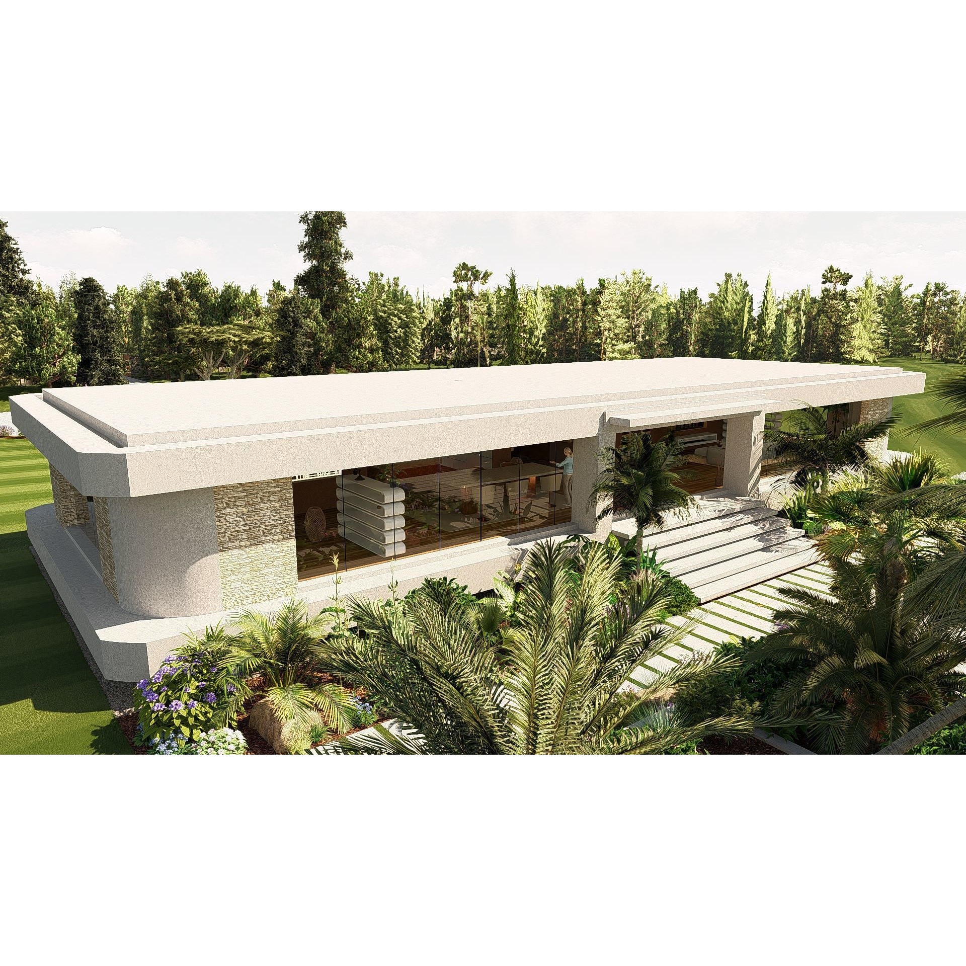 Modern Villa 3D Model – Minimalist Concrete Architecture with Luxury Landscape - View 26