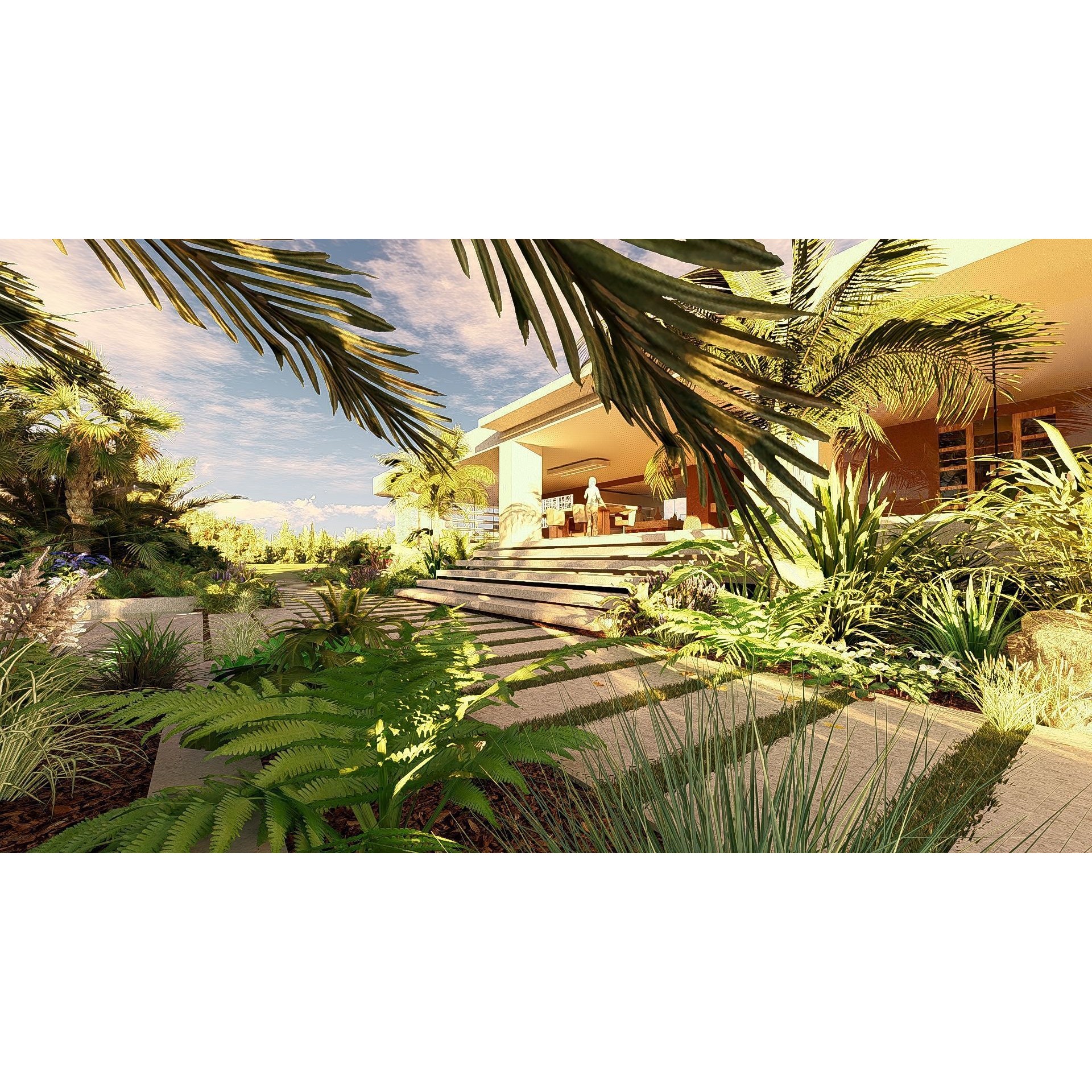 Modern Villa 3D Model – Minimalist Concrete Architecture with Luxury Landscape - View 27