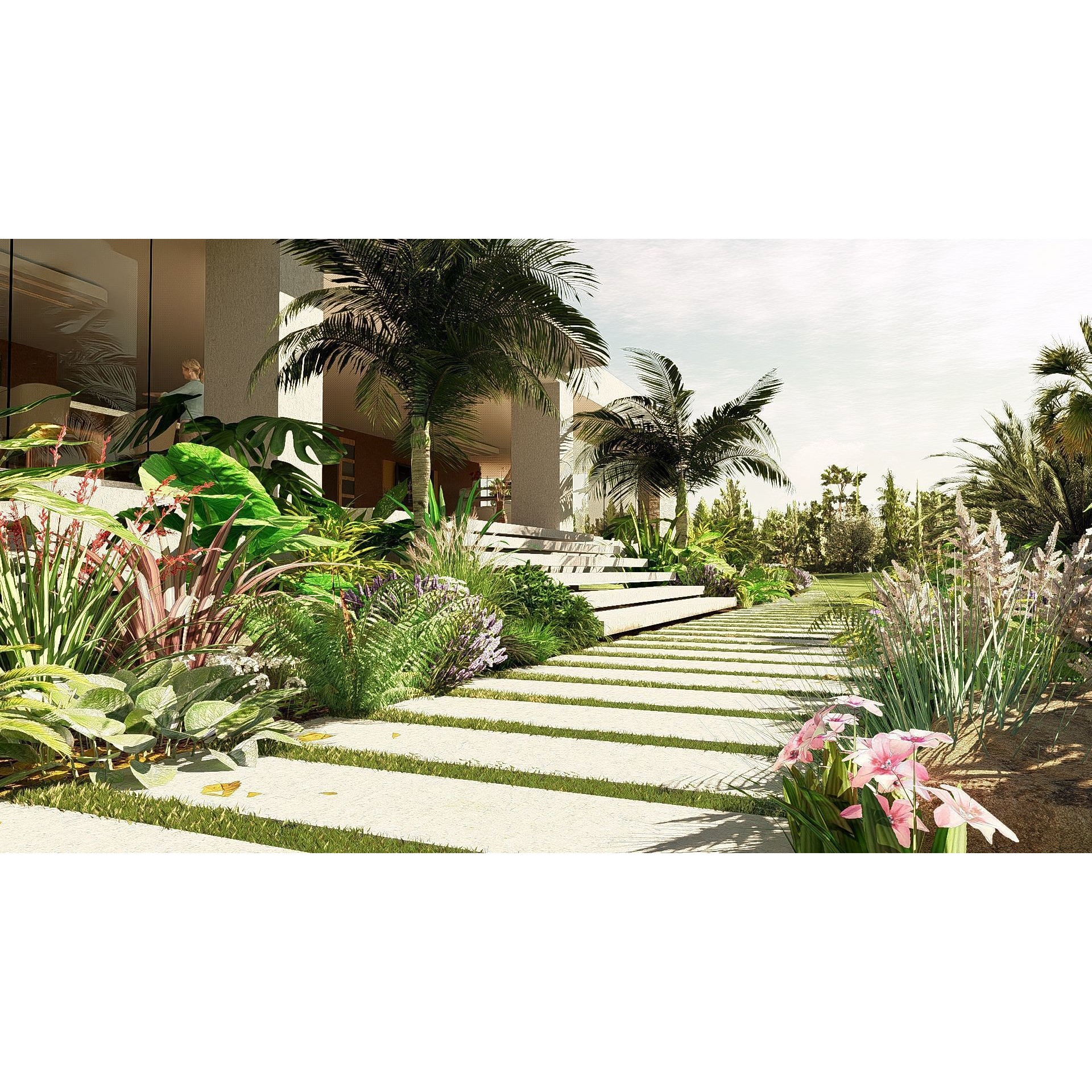 Modern Villa 3D Model – Minimalist Concrete Architecture with Luxury Landscape - View 28