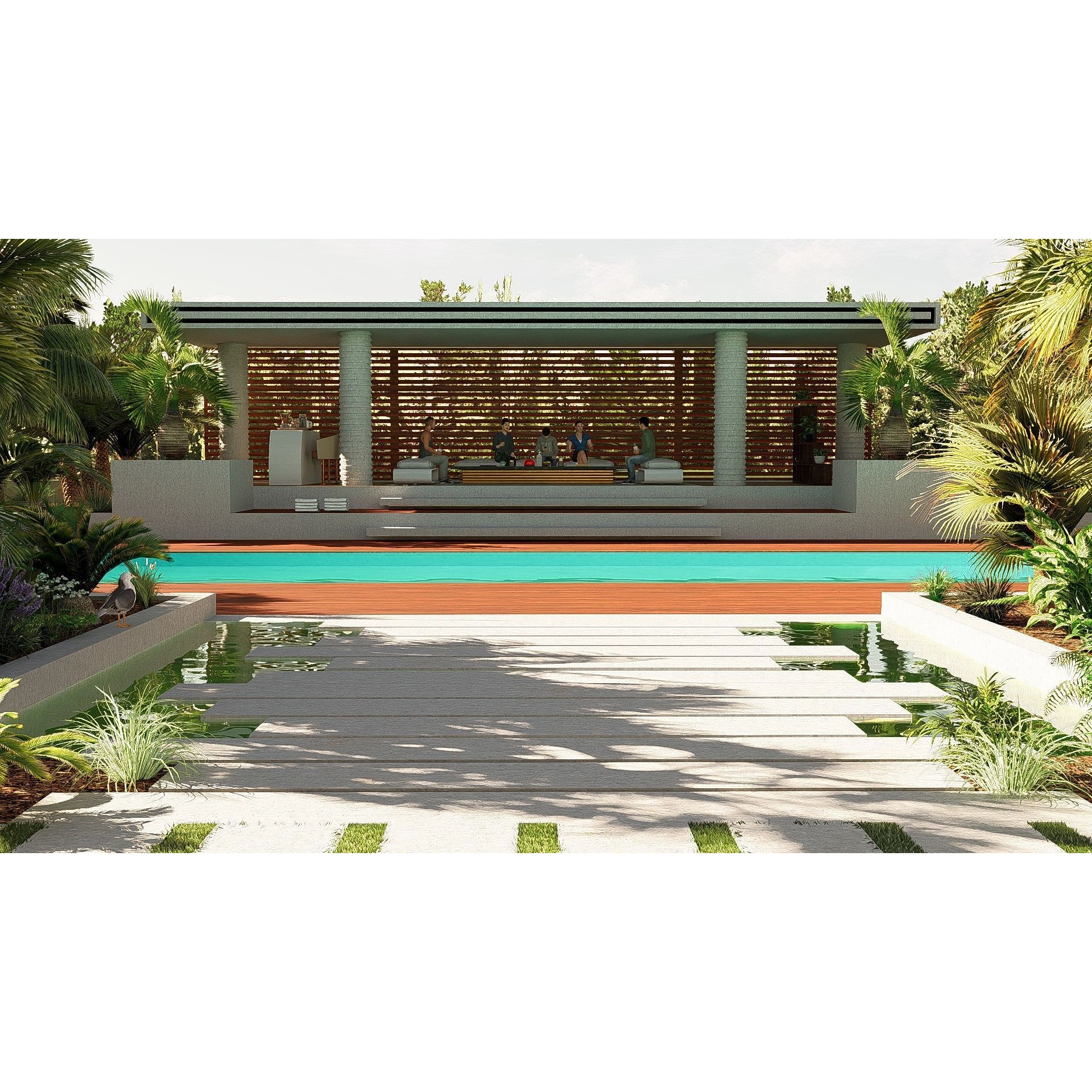 Modern Villa 3D Model – Minimalist Concrete Architecture with Luxury Landscape - View 29