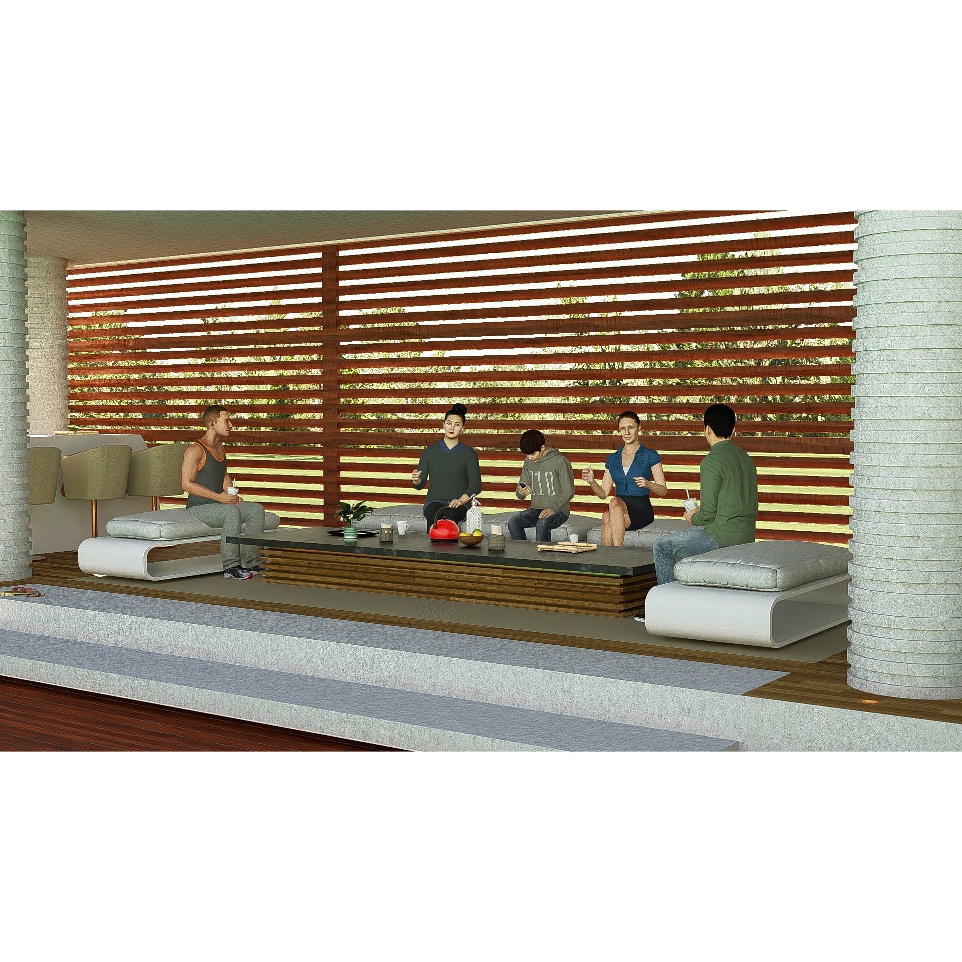 Modern Villa 3D Model – Minimalist Concrete Architecture with Luxury Landscape - View 32