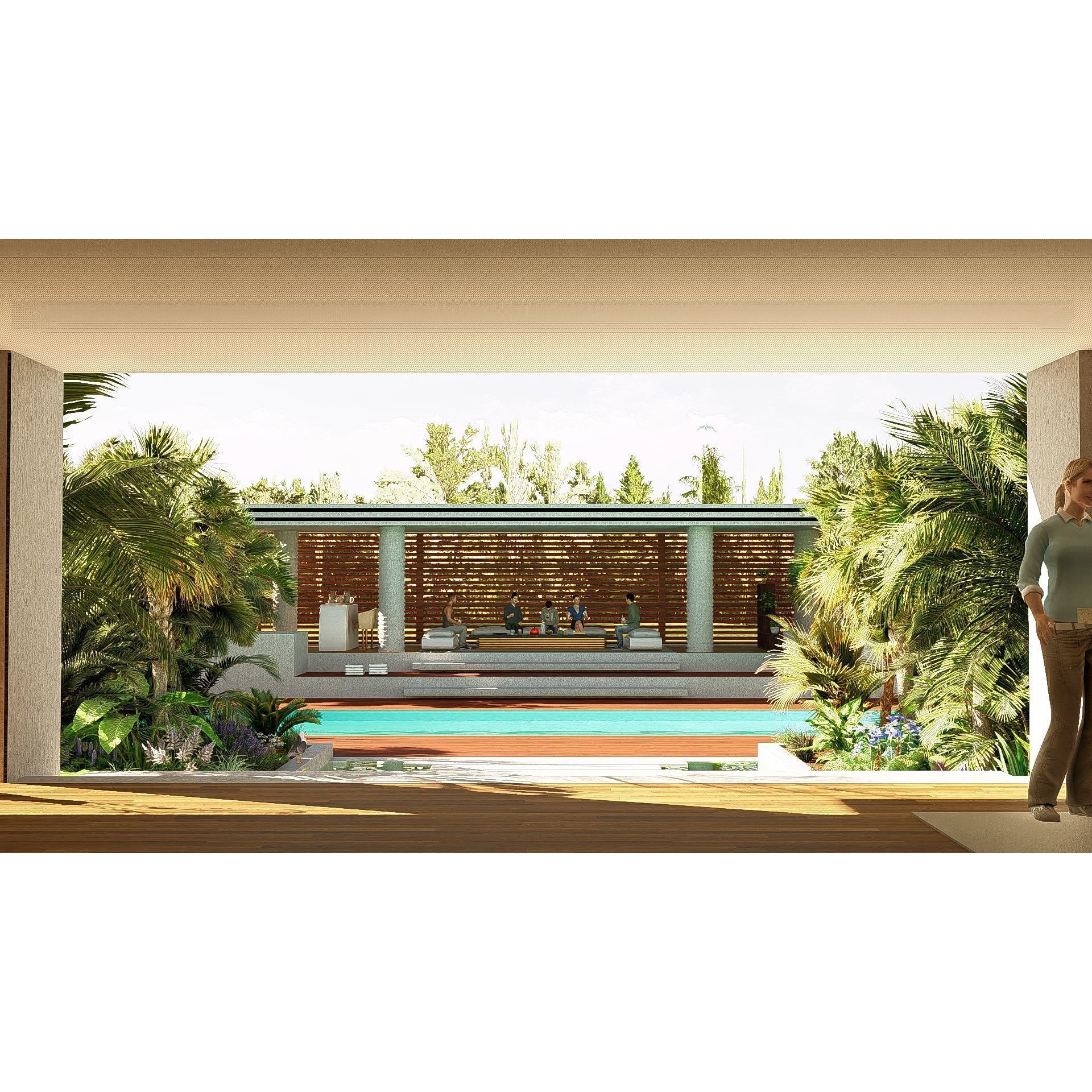 Modern Villa 3D Model – Minimalist Concrete Architecture with Luxury Landscape - View 33