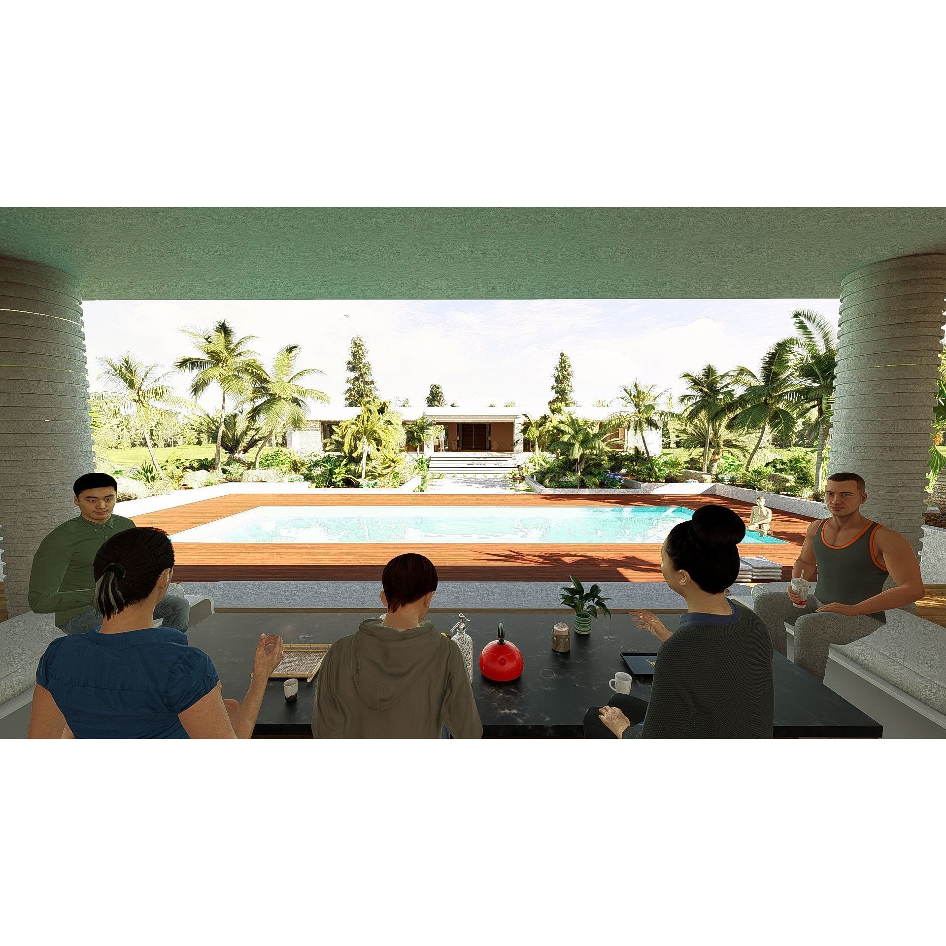 Modern Villa 3D Model – Minimalist Concrete Architecture with Luxury Landscape - View 34