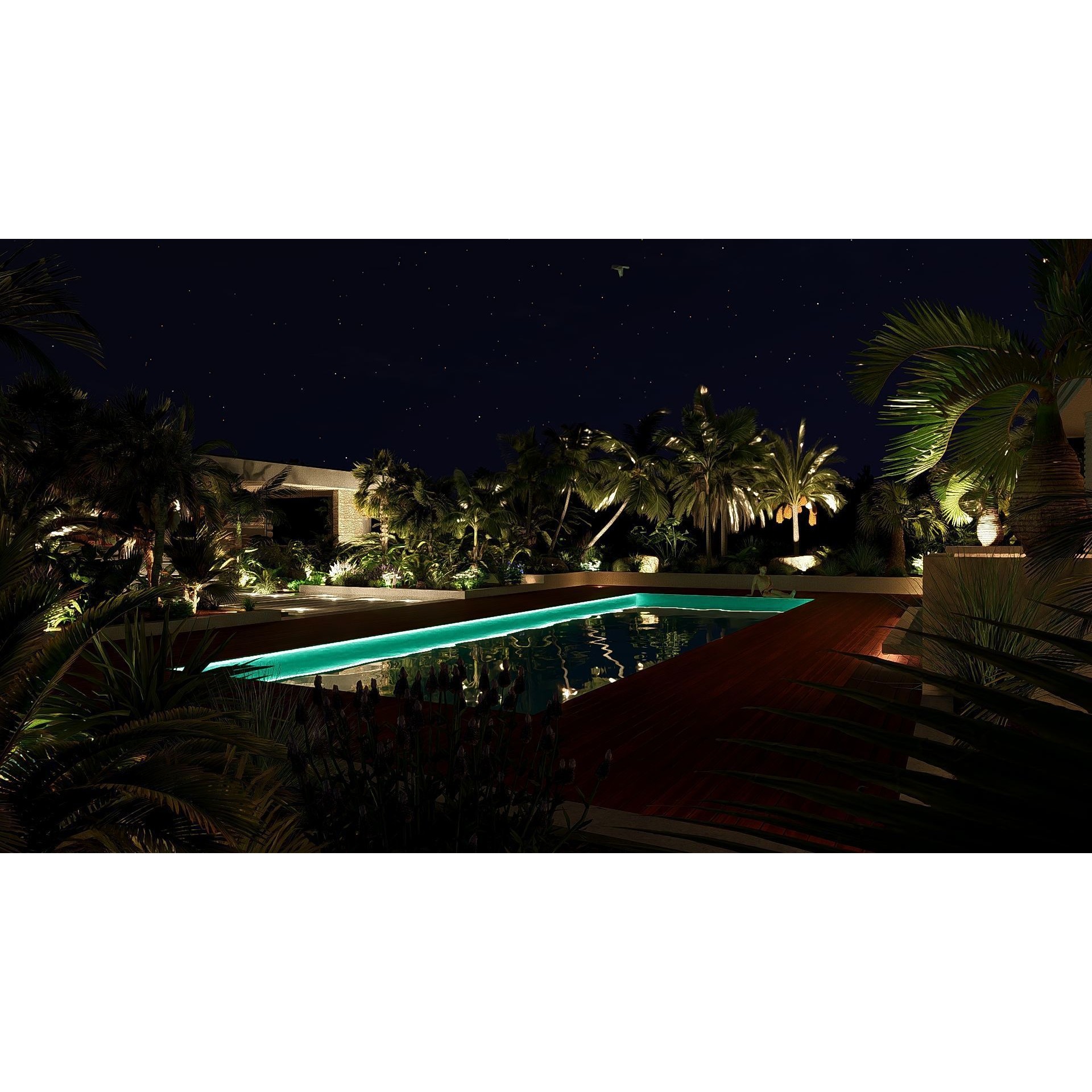 Modern Villa 3D Model – Minimalist Concrete Architecture with Luxury Landscape - View 36