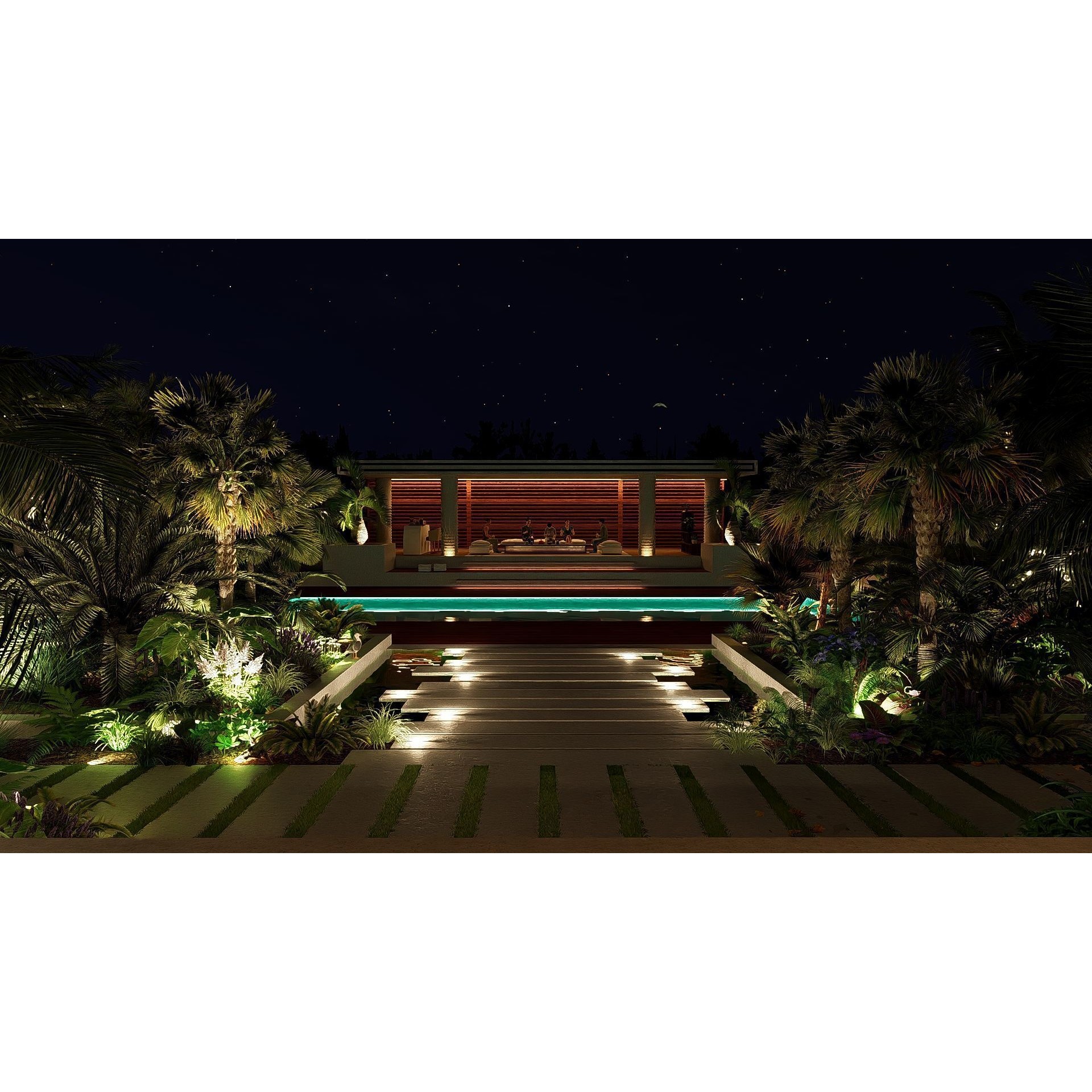 Modern Villa 3D Model – Minimalist Concrete Architecture with Luxury Landscape - View 37