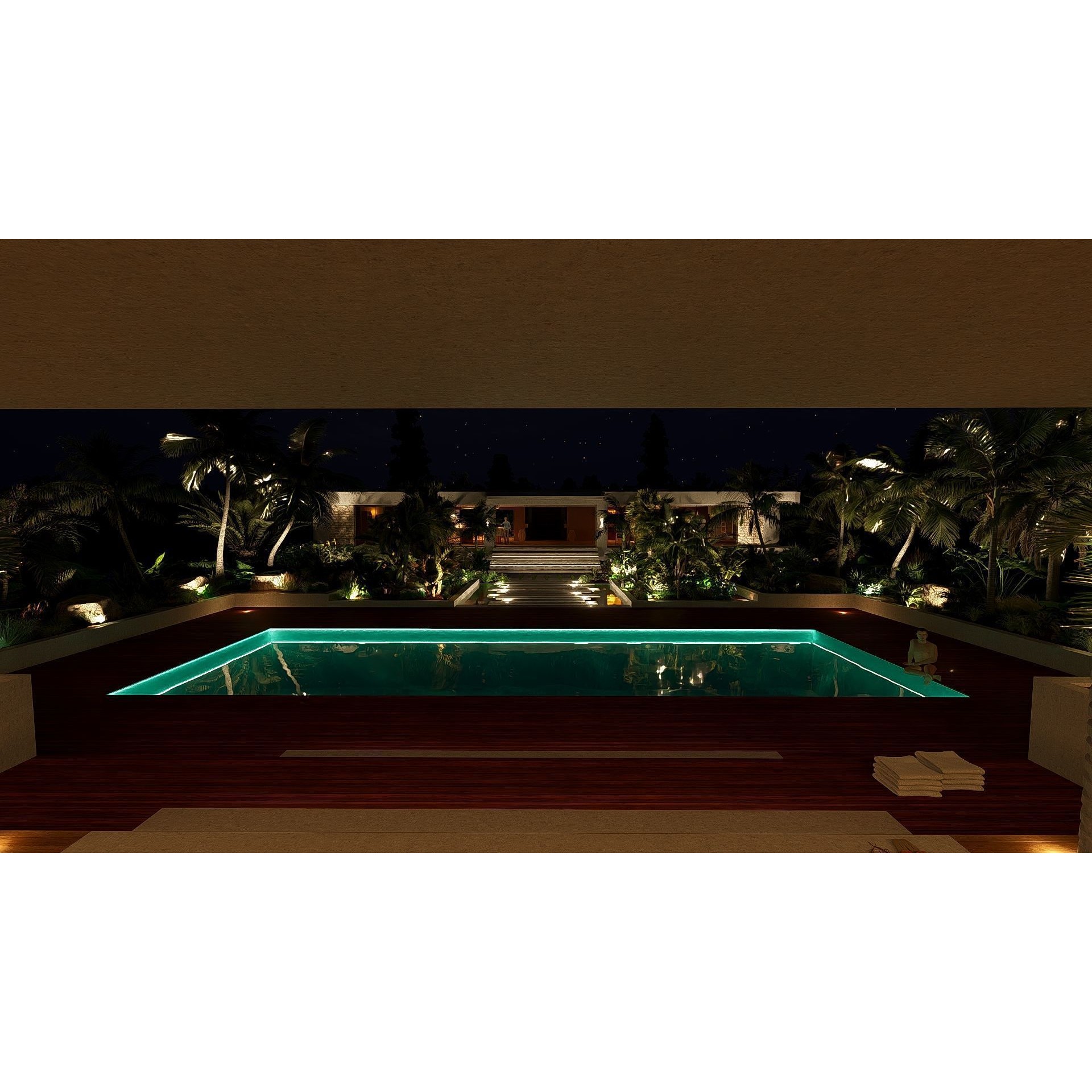 Modern Villa 3D Model – Minimalist Concrete Architecture with Luxury Landscape - View 39