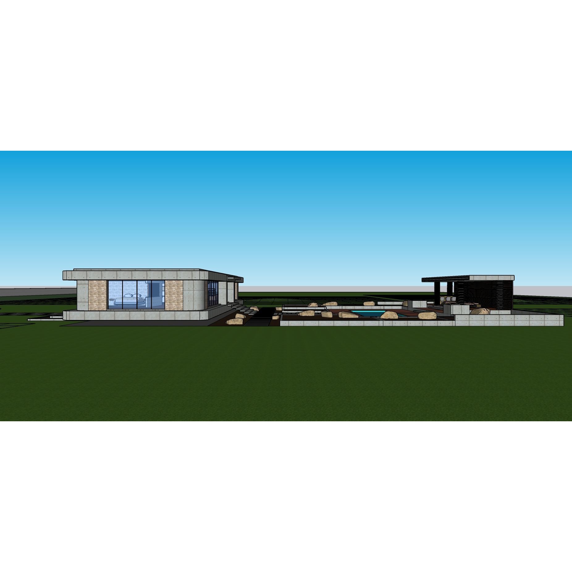 Modern Villa 3D Model – Minimalist Concrete Architecture with Luxury Landscape - View 42