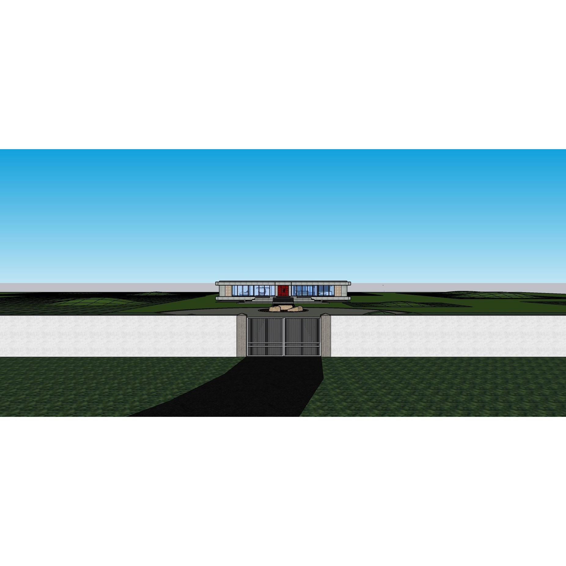 Modern Villa 3D Model – Minimalist Concrete Architecture with Luxury Landscape - View 43