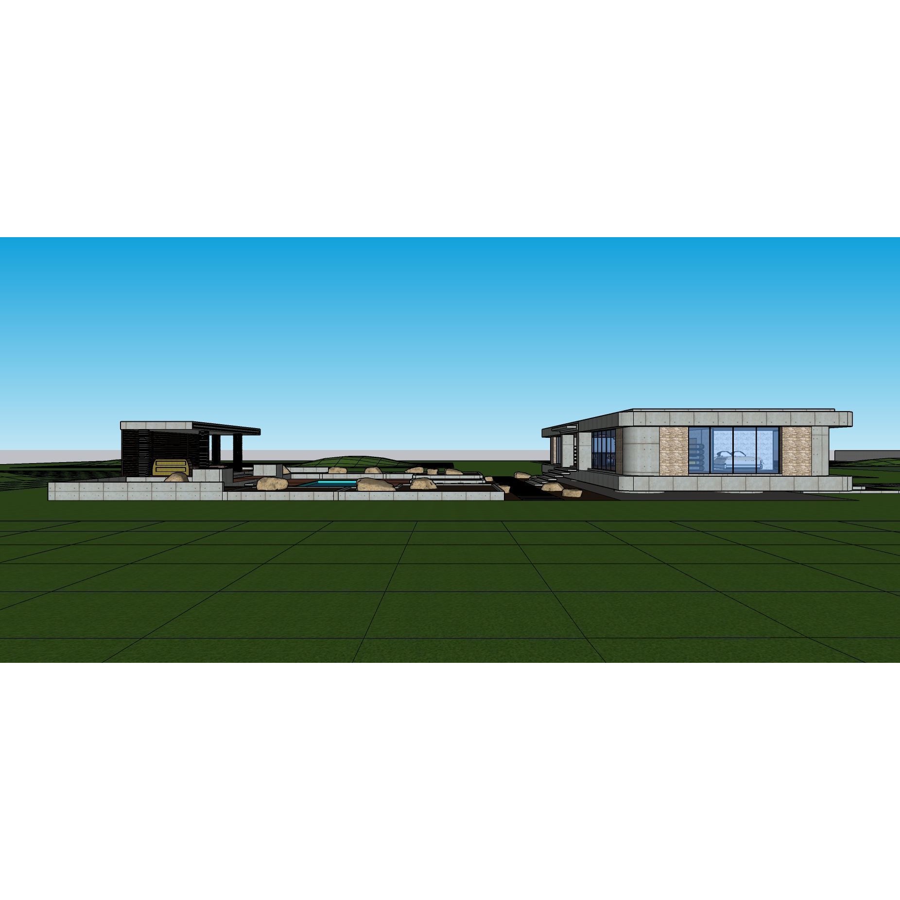 Modern Villa 3D Model – Minimalist Concrete Architecture with Luxury Landscape - View 44
