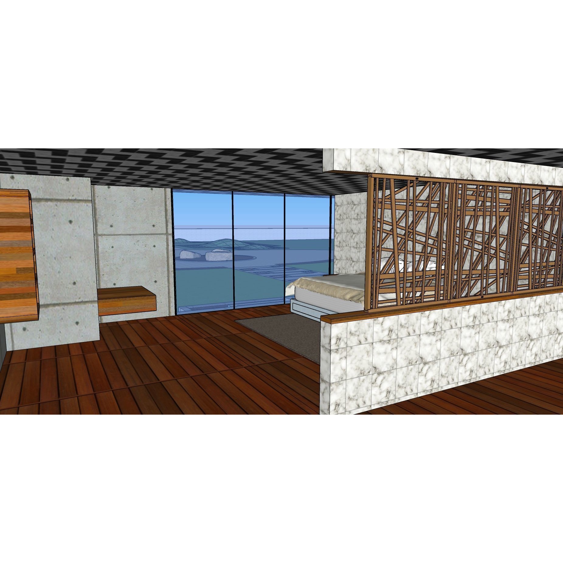 Modern Villa 3D Model – Minimalist Concrete Architecture with Luxury Landscape - View 45