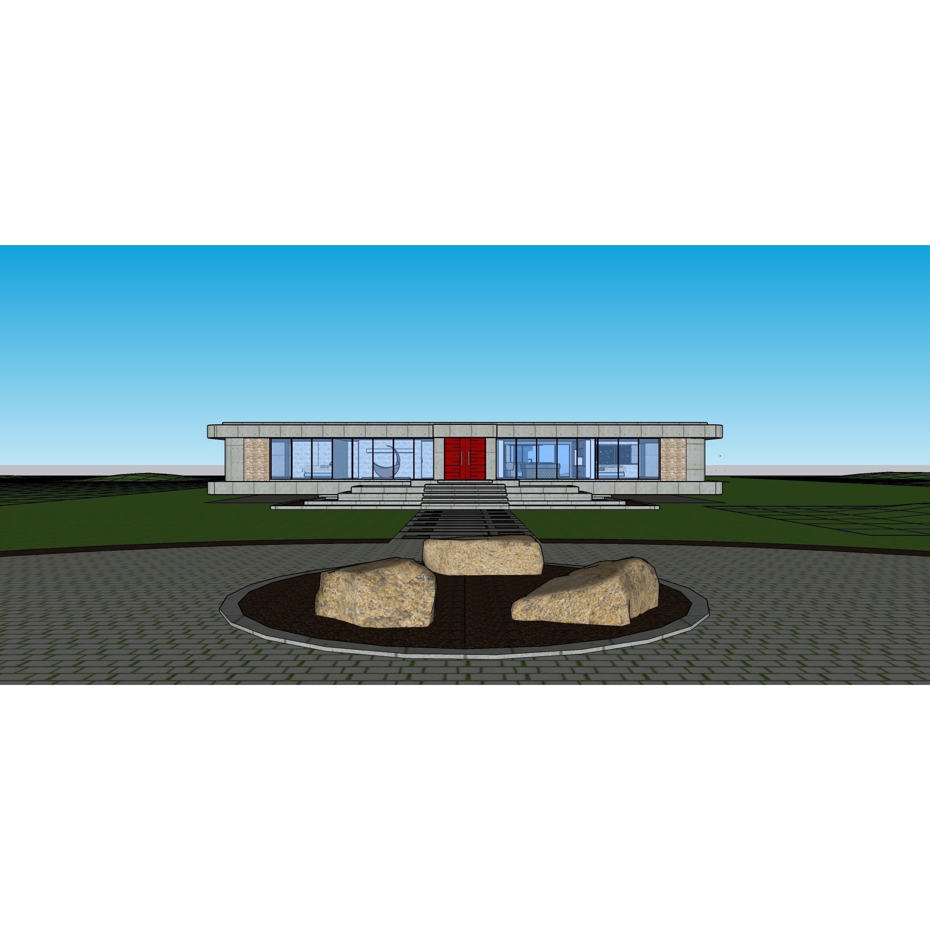 Modern Villa 3D Model – Minimalist Concrete Architecture with Luxury Landscape - View 46