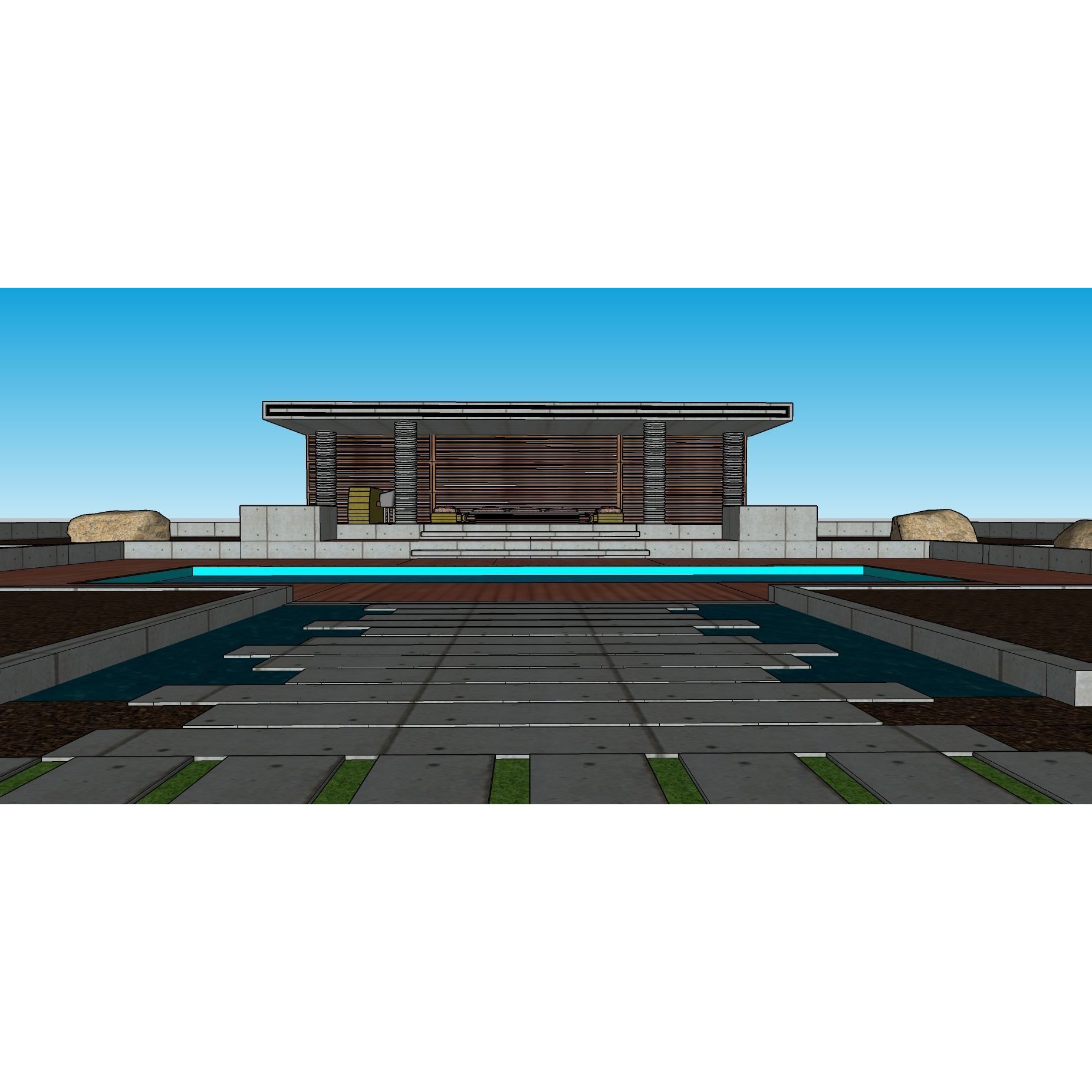 Modern Villa 3D Model – Minimalist Concrete Architecture with Luxury Landscape - View 47
