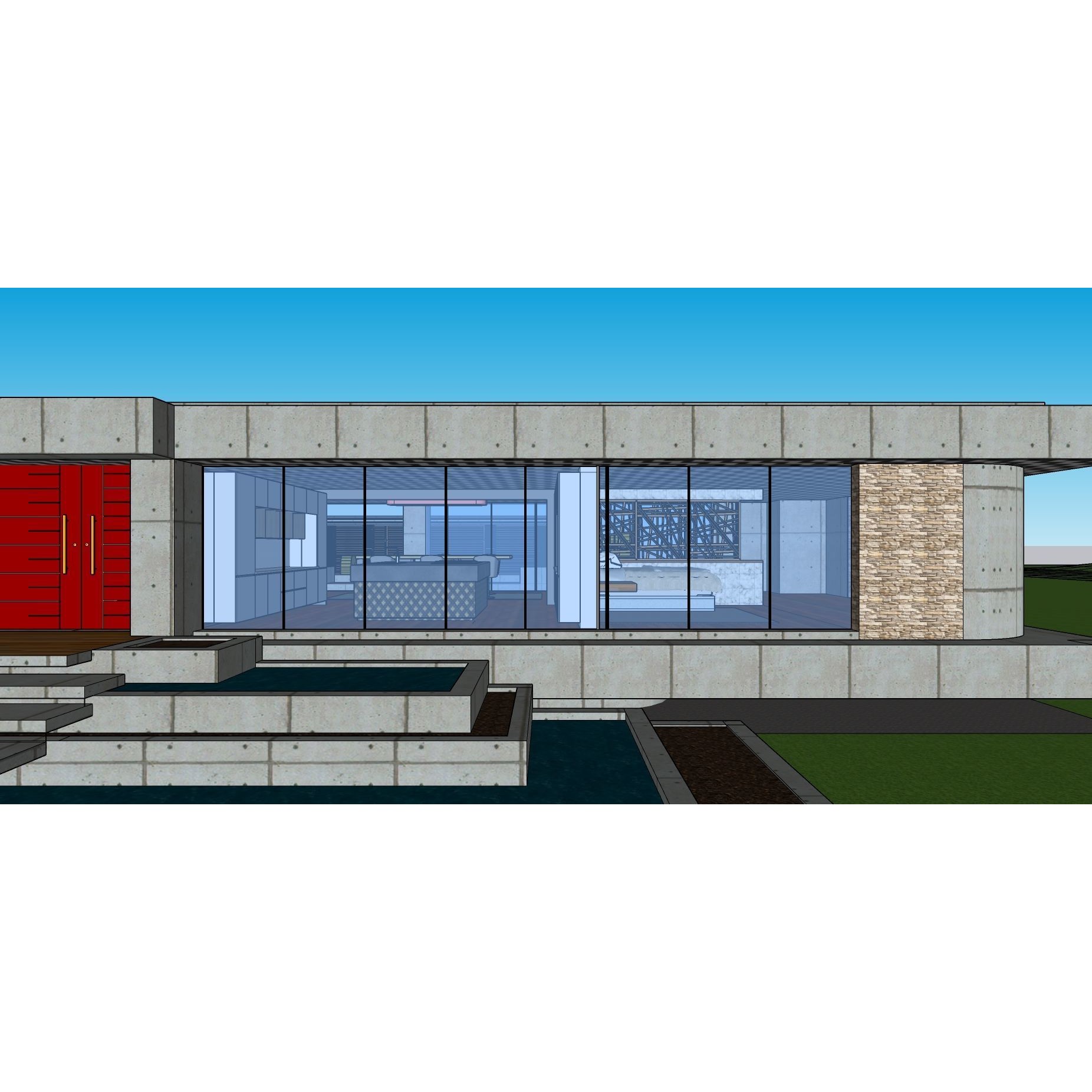Modern Villa 3D Model – Minimalist Concrete Architecture with Luxury Landscape - View 49