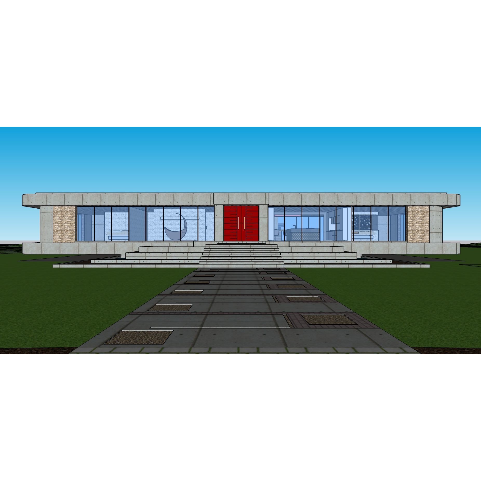 Modern Villa 3D Model – Minimalist Concrete Architecture with Luxury Landscape - View 50