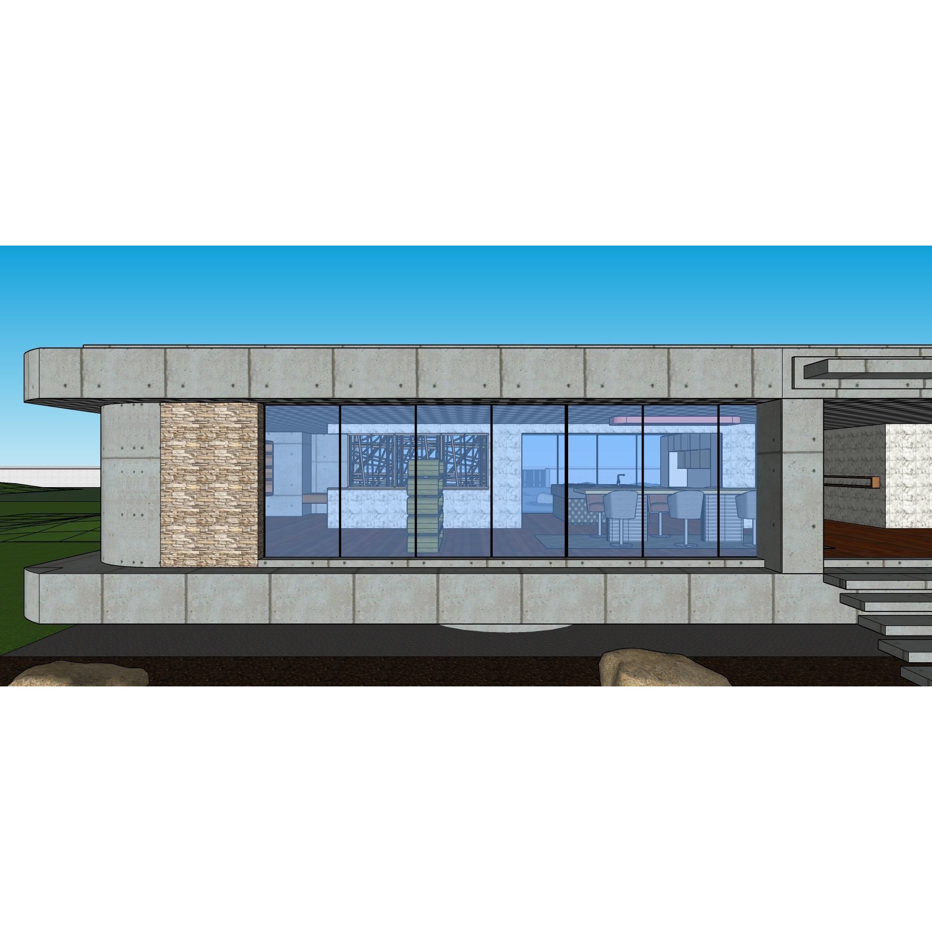 Modern Villa 3D Model – Minimalist Concrete Architecture with Luxury Landscape - View 55