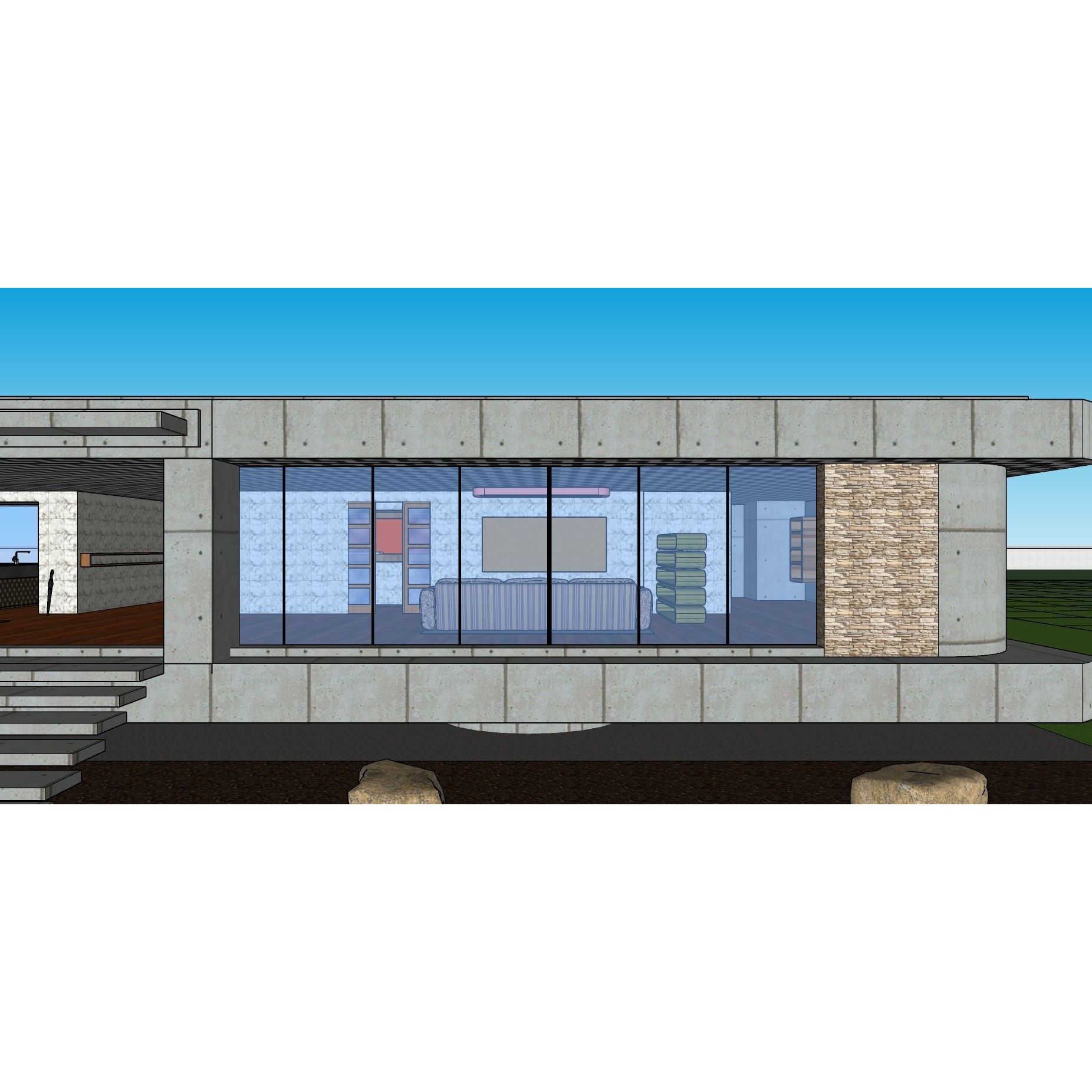 Modern Villa 3D Model – Minimalist Concrete Architecture with Luxury Landscape - View 56