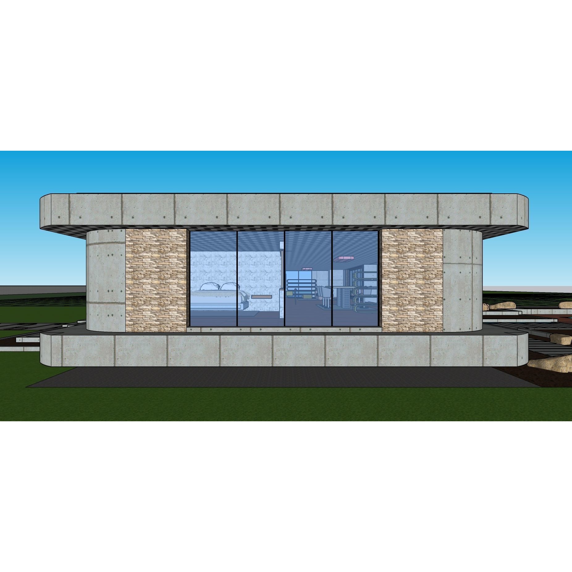 Modern Villa 3D Model – Minimalist Concrete Architecture with Luxury Landscape - View 57