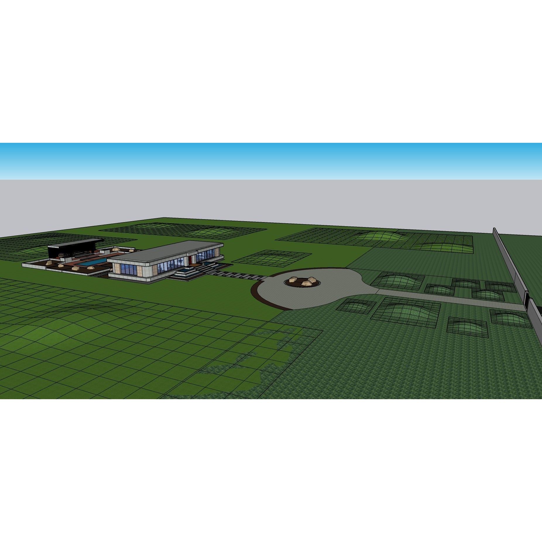 Modern Villa 3D Model – Minimalist Concrete Architecture with Luxury Landscape - View 60