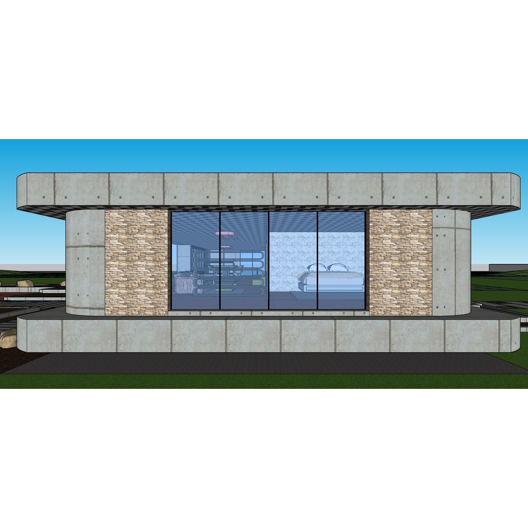 Modern Villa 3D Model – Minimalist Concrete Architecture with Luxury Landscape - View 62