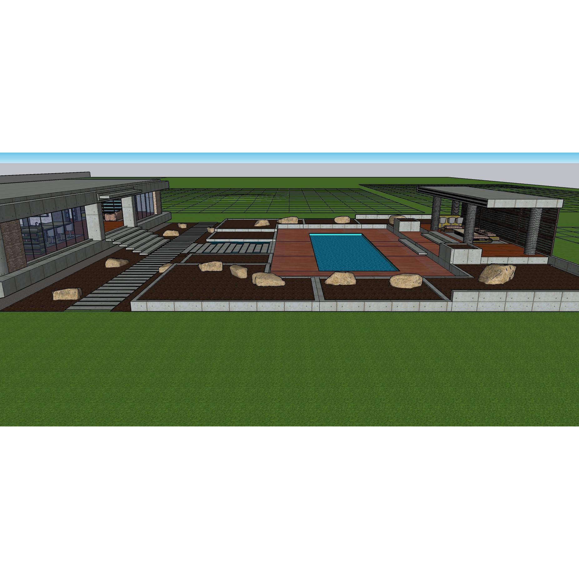 Modern Villa 3D Model – Minimalist Concrete Architecture with Luxury Landscape - View 64