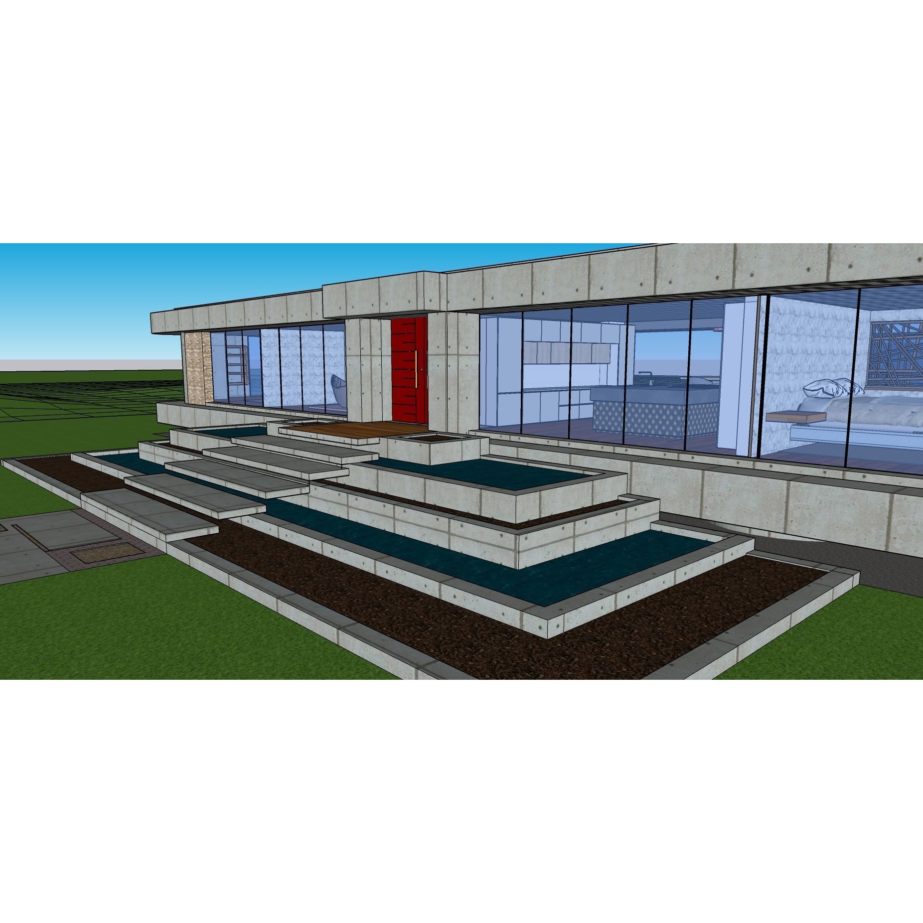 Modern Villa 3D Model – Minimalist Concrete Architecture with Luxury Landscape - View 68
