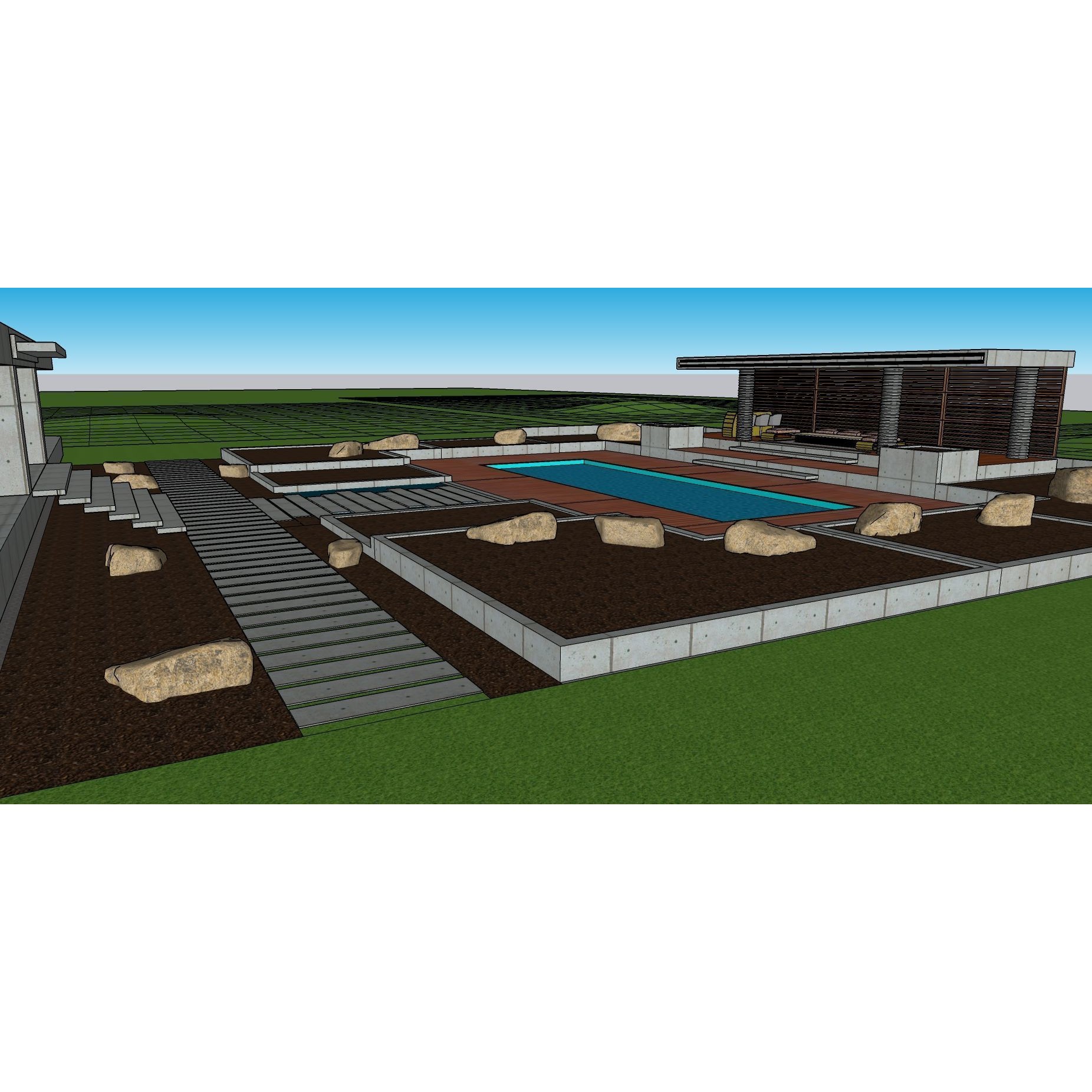 Modern Villa 3D Model – Minimalist Concrete Architecture with Luxury Landscape - View 69