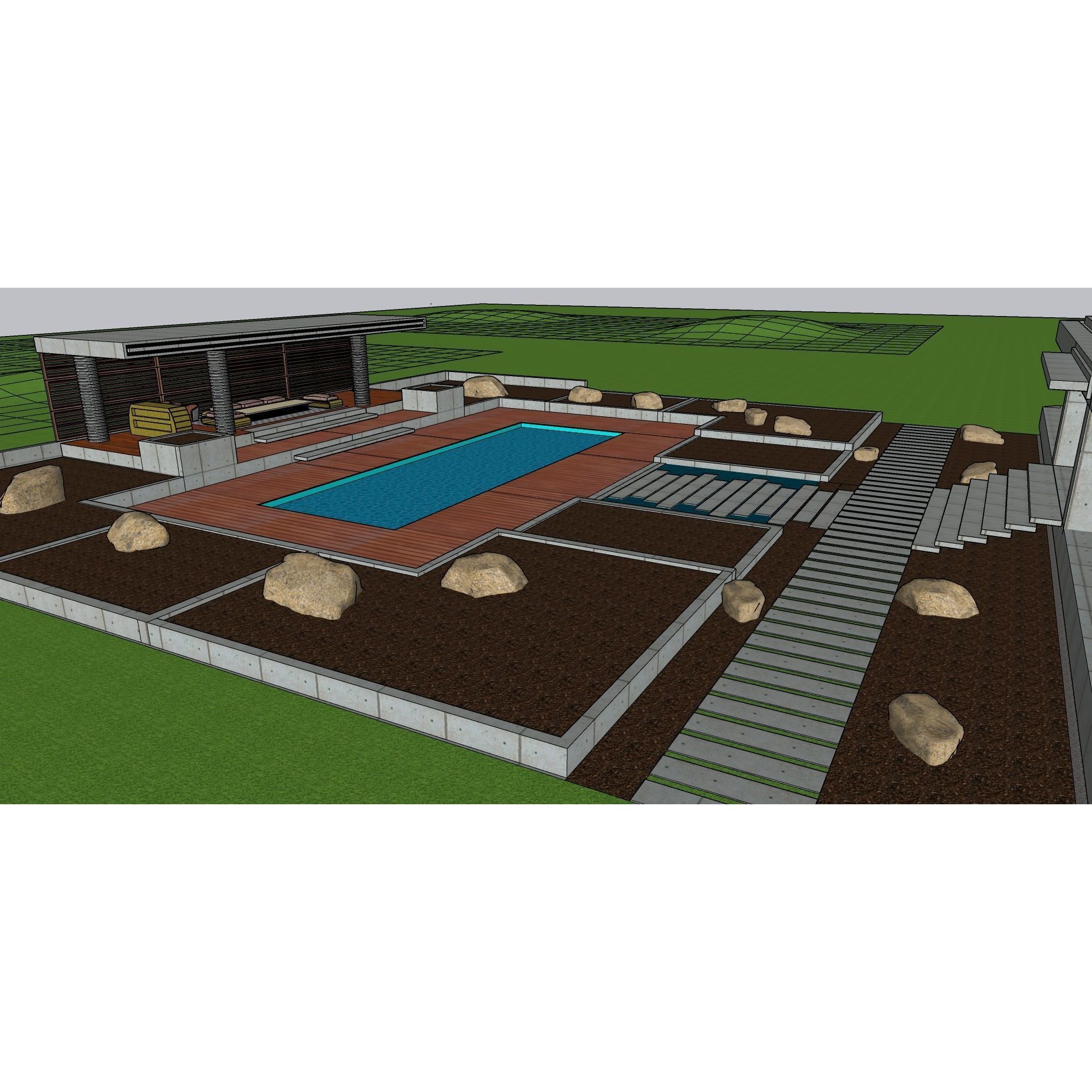 Modern Villa 3D Model – Minimalist Concrete Architecture with Luxury Landscape - View 70